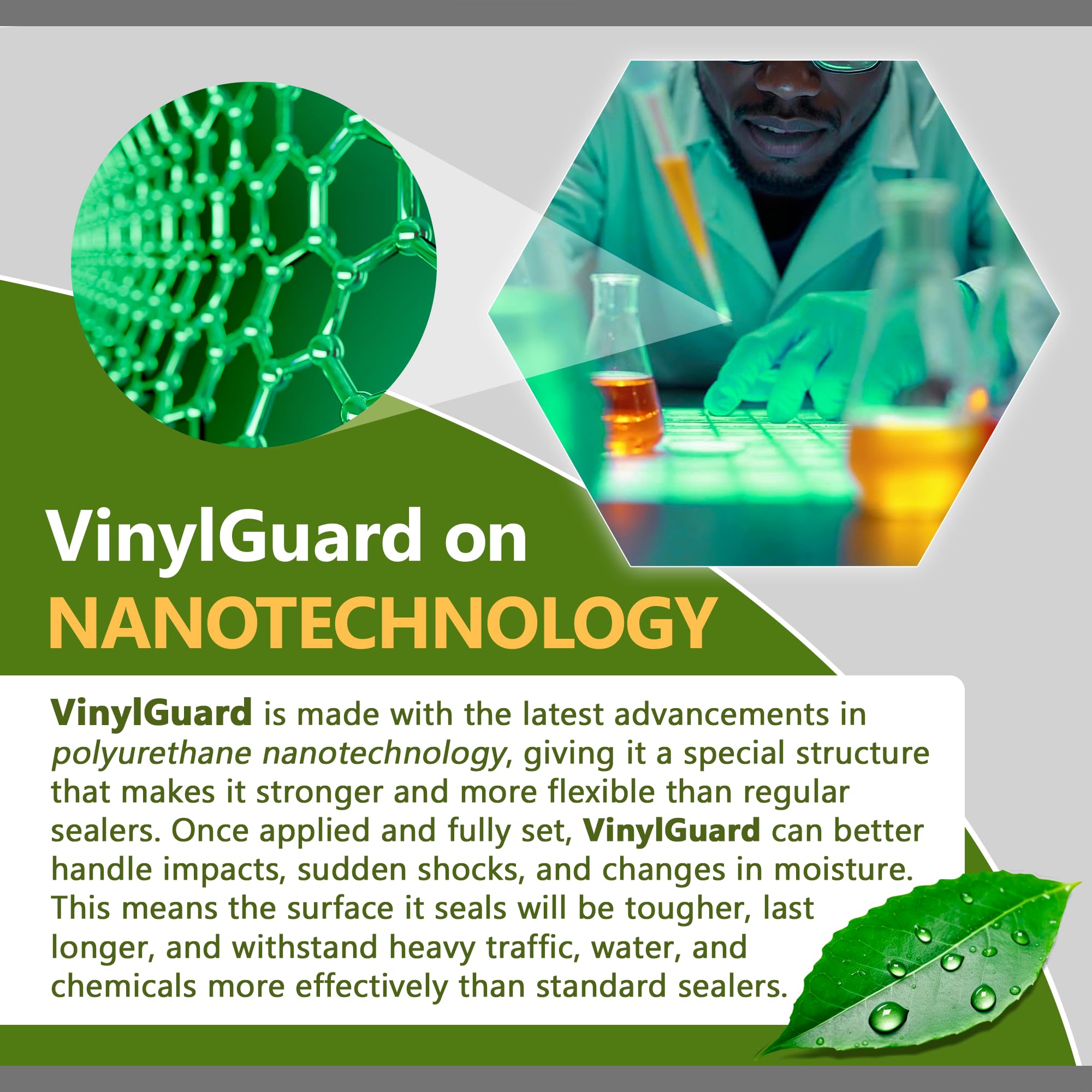 VinylGuard® WB Polyurethane Gloss Vinyl Floor Sealer - Professional Grade 2-Part Kit (1 Gallon) for LVT Tile, Terrazzo & Rubber Floors - Perfect for High-Traffic Commercial Spaces & Home Floor Protection
