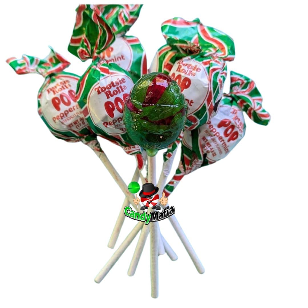 Tootsie Pop Candy Cane Flavored Lollipops - 30 Count Bulk Pack with Free Bonus Magnet - Perfect for Christmas Stocking Stuffers, Holiday Party Favors & Office Treats