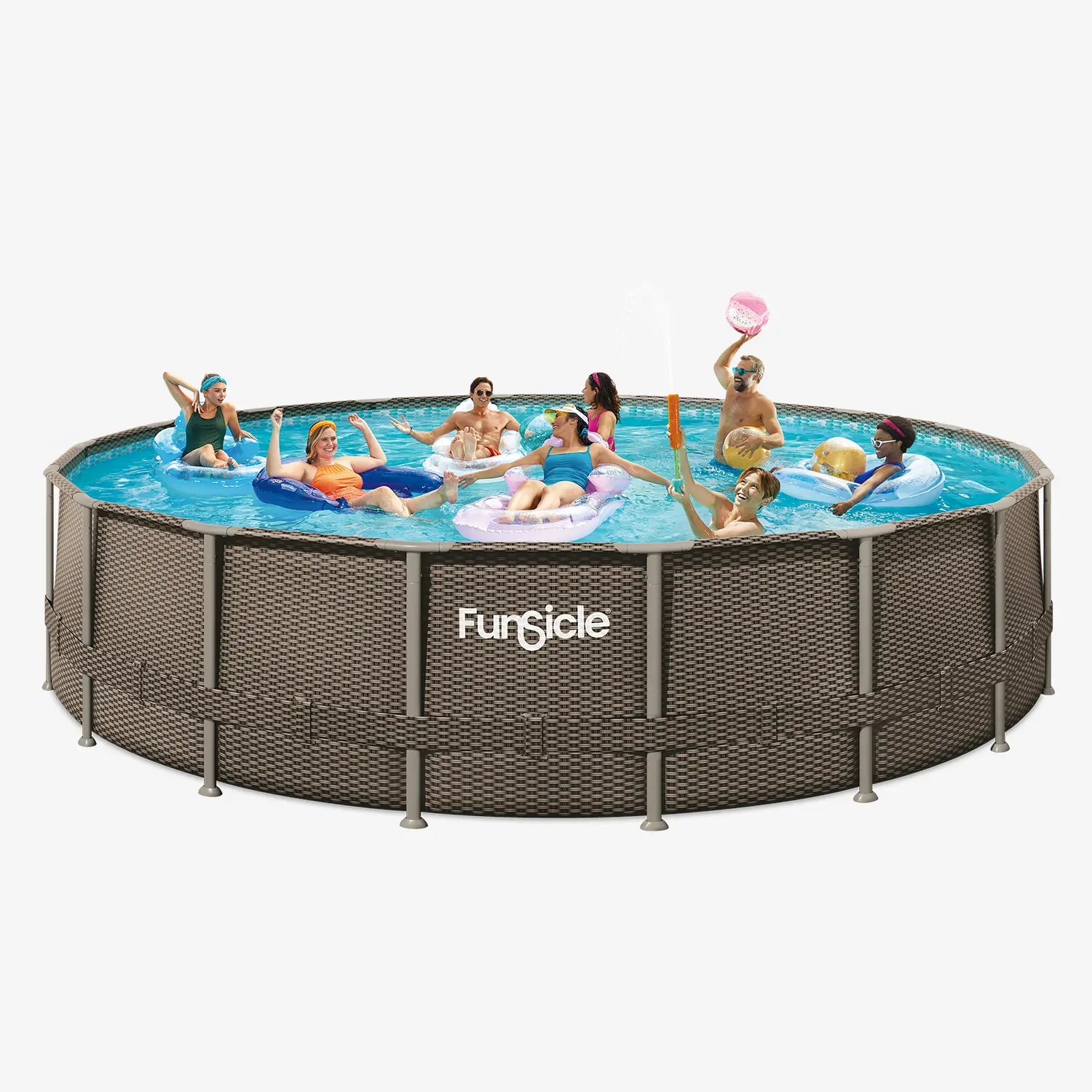Funsicle 18 ft Oasis Designer Inflatable Pool with Double Rattan Design - Perfect for Backyard Parties, Family Gatherings & Summer Relaxation