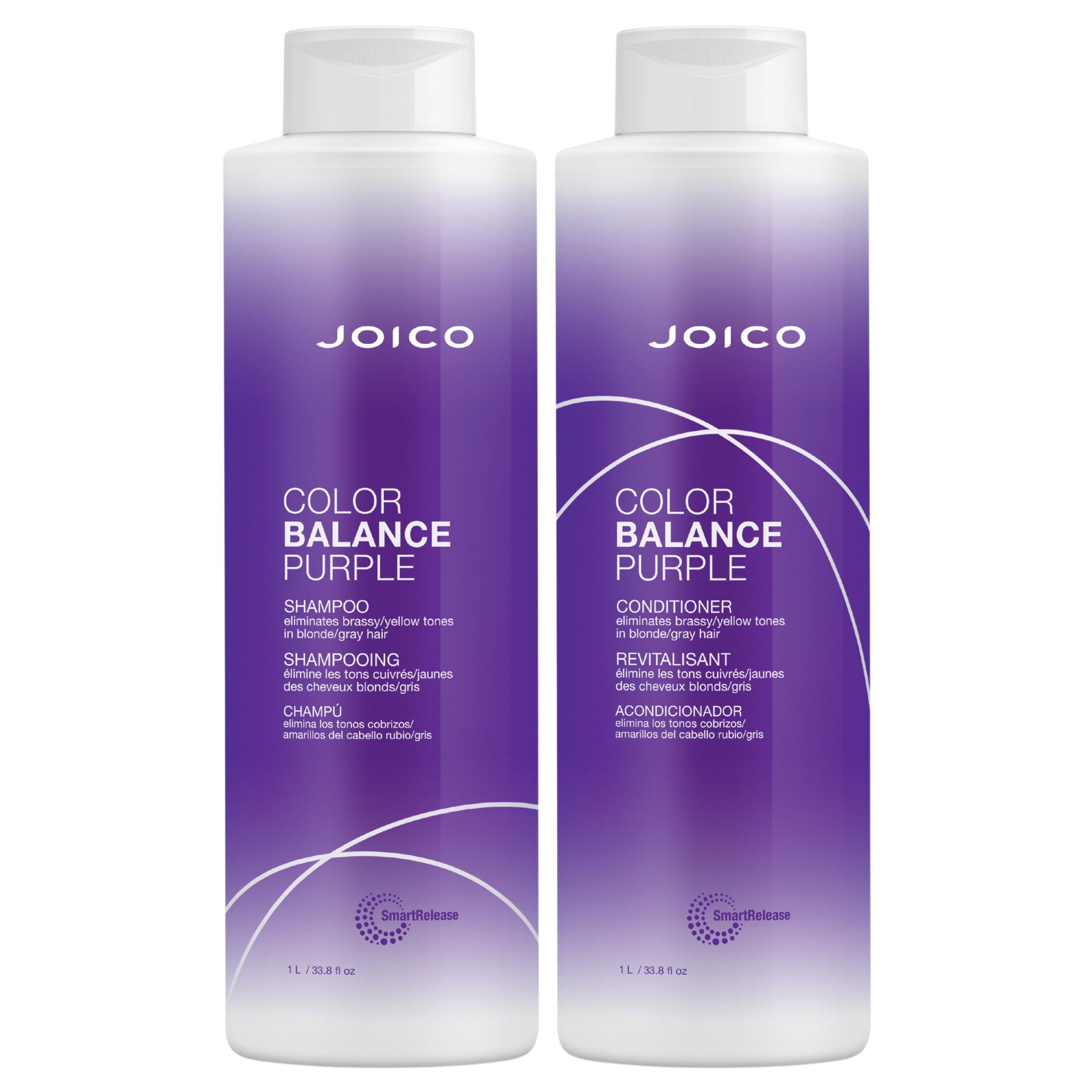 Joico Color Balance Purple Shampoo & Conditioner Set - Toning Treatment for Blonde, Silver & Gray Hair | Neutralizes Brassiness & Yellow Tones | Enhances Shine & Color Vibrancy | UV Protection | Infused with Rosehip Oil & Green Tea Extract | Perfect for Salon-Quality Hair Care at Home