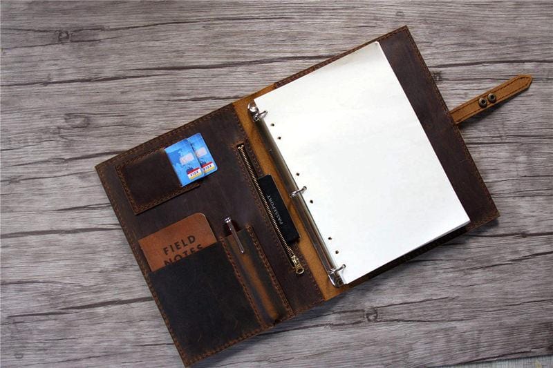 Premium Personalized Leather Portfolio Binder for Business Professionals - Custom Name Engraved Executive Organizer for Documents, Meetings & Presentations