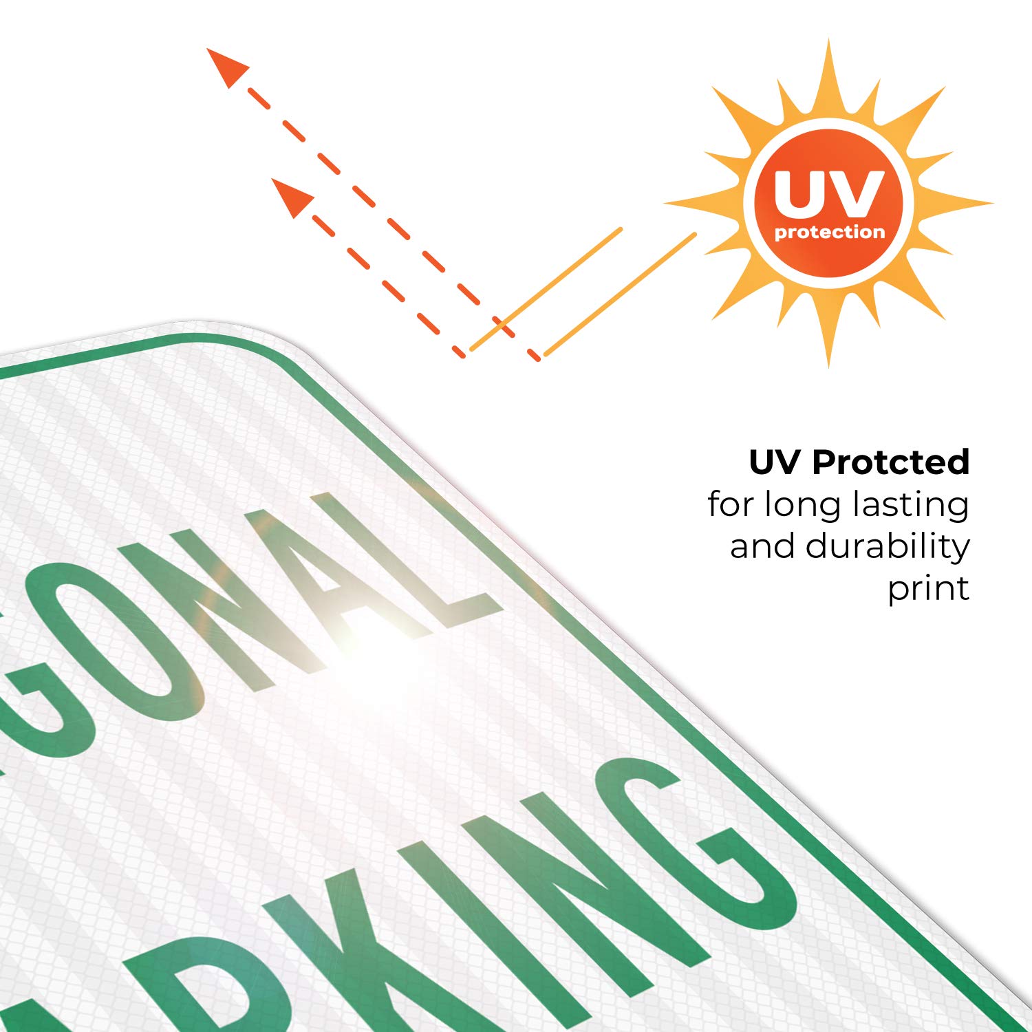 12x18 Inch Diagonal Parking Sign - 3M EGP Reflective .063 Aluminum - Fade Resistant & Easy Mounting - Indoor/Outdoor Use - Made in USA - Perfect for Parking Lots, Garages & Driveways