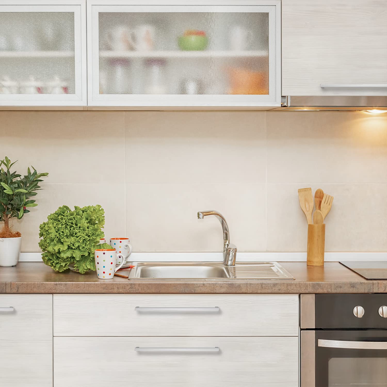 Ravinte 20-Pack Brushed Nickel Cabinet Pulls - 12-3/5 Inch Stainless Steel Square Kitchen Cabinet Handles with Screwdriver Included | Perfect for Modern Kitchen Renovation & Cabinet Upgrades