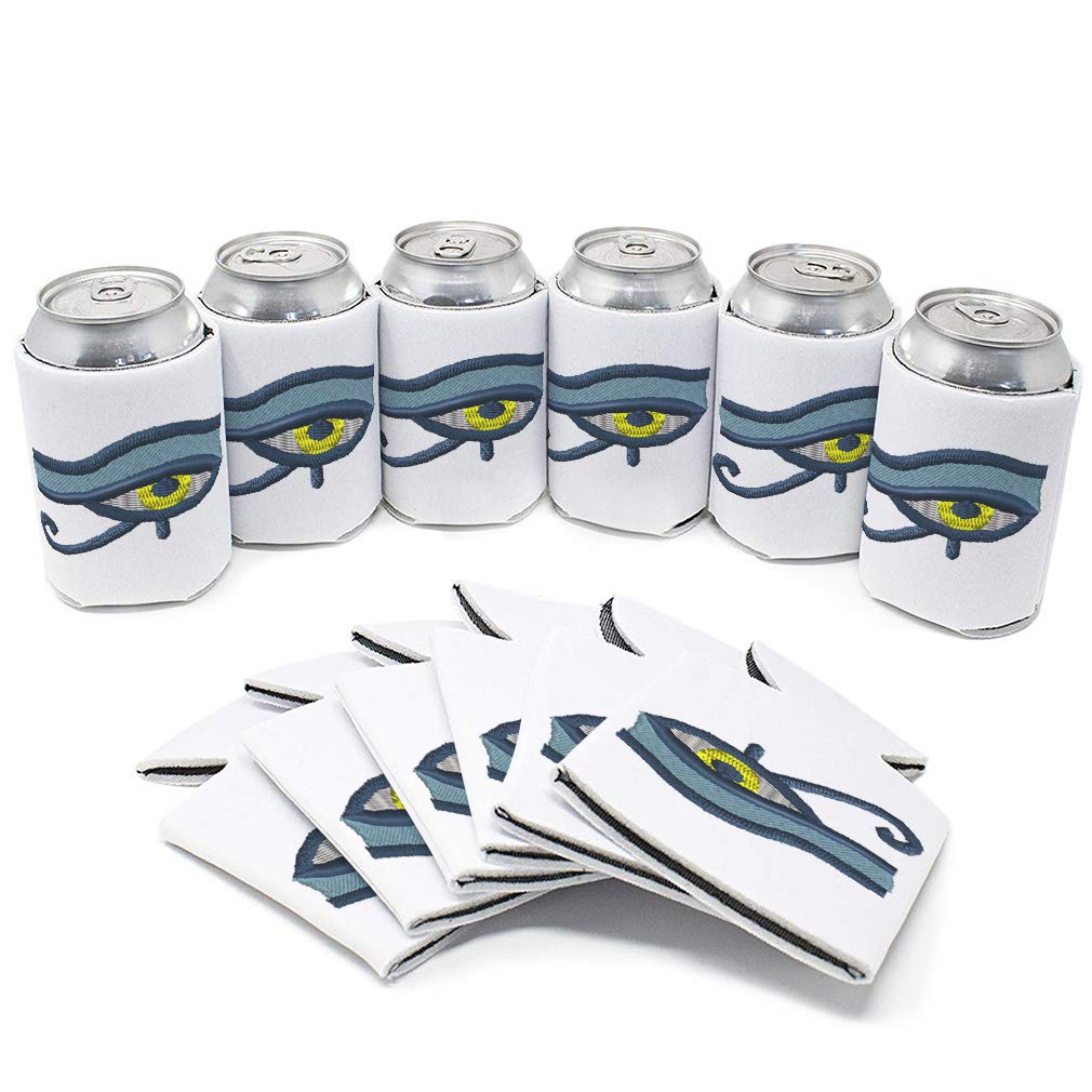 Insulated Can Sleeves for Beer & Drinks - Egyptian Eye of Horus Design - Perfect for Scuba Diving, Foam Parties & Outdoor Events