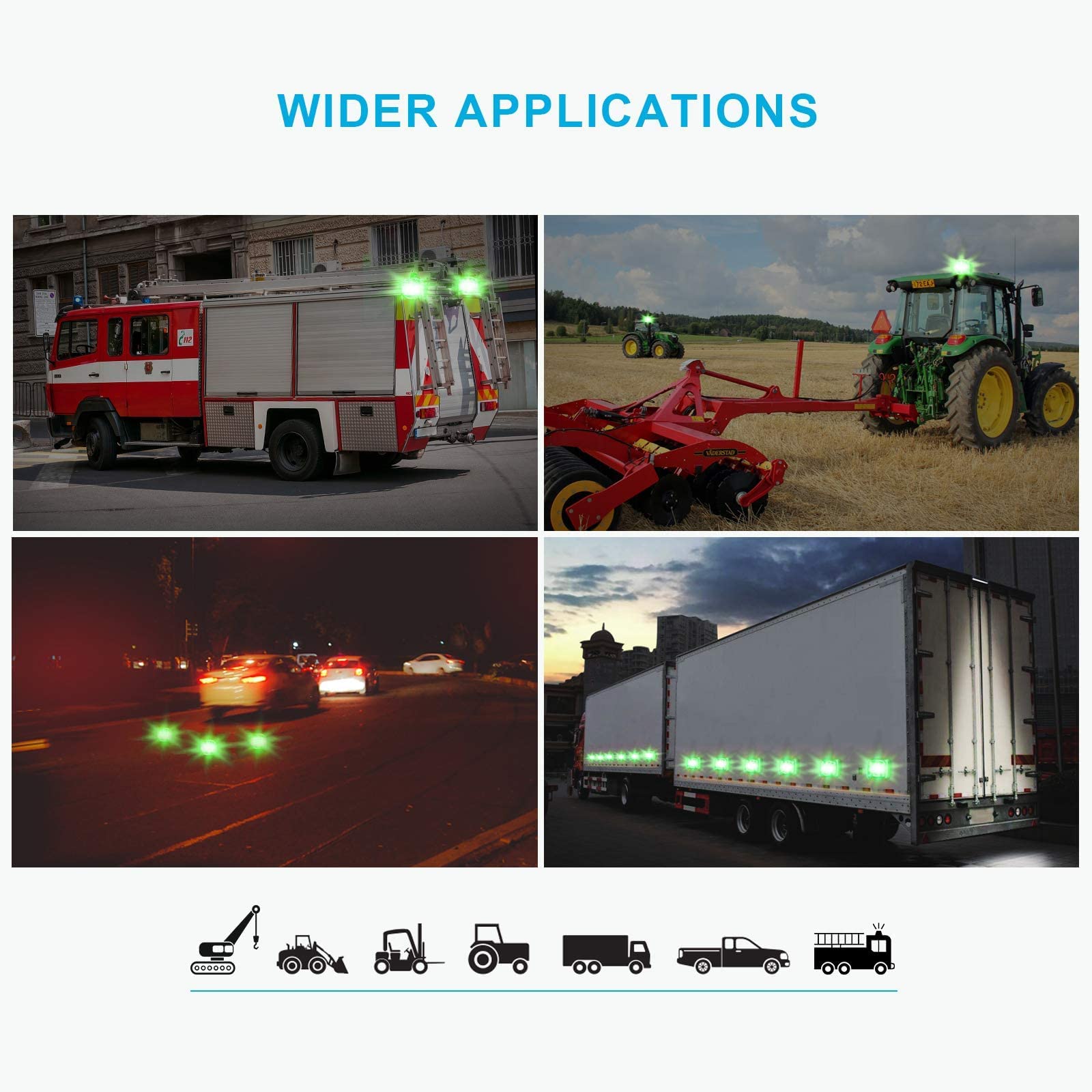 Agrieyes Emergency Strobe Light Kit - 4.2 Inch Magnetic Rechargeable Green LED Safety Warning Beacon for Tractors, Trucks, Boats & Emergency Vehicles | Perfect for Roadside Emergencies, Construction Sites & Marine Safety