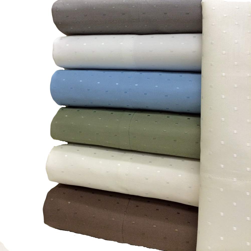 Premium Blancho Bedding Woven Dots 600 Thread Count King Size Pillowcases - Soft Sage Green Luxury Pillow Covers for Bedroom Decor & Hotel Style Comfort