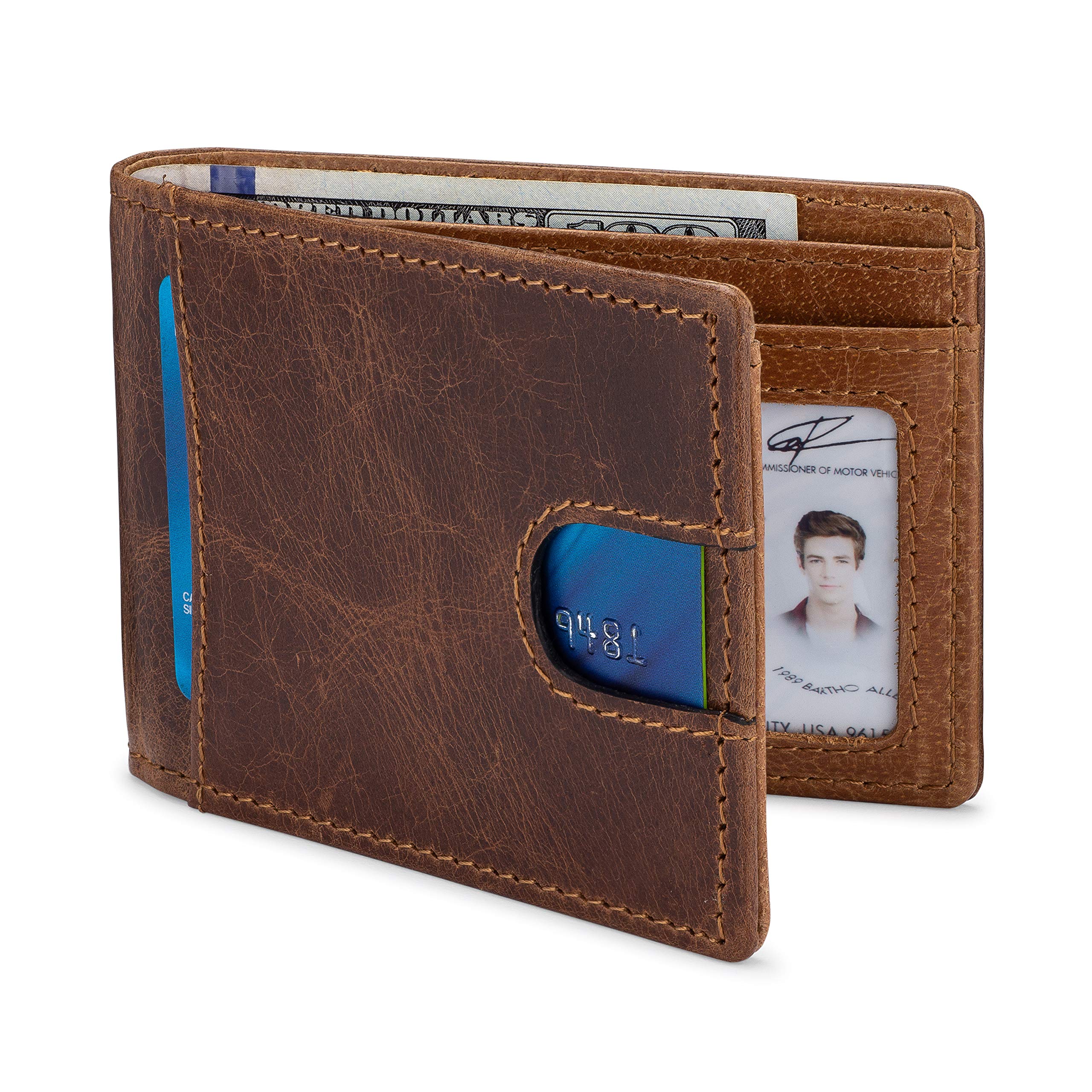 NKPT Premium Leather Bifold Wallet for Men - Slim RFID Blocking Credit Card Holder | Secure & Stylish for Everyday Use, Travel & Business