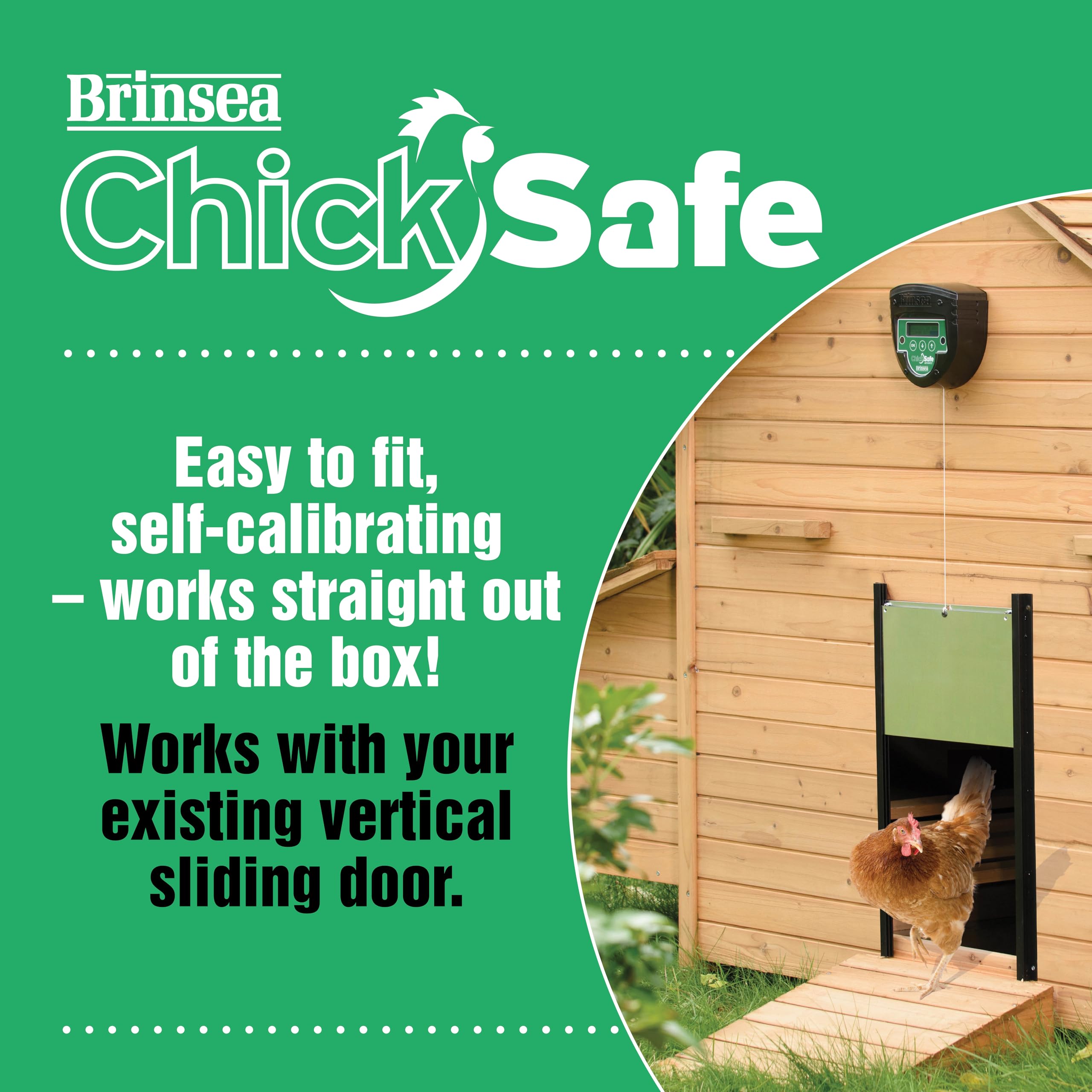 Brinsea ChickSafe Advance Automatic Chicken Coop Door Opener - Programmable Timer & Digital Display for Vertical Sliding/Hinged Hen House Doors (8 lb Lift Capacity) - Perfect for Poultry Farms, Backyard Chicken Coops & Secure Nighttime Protection