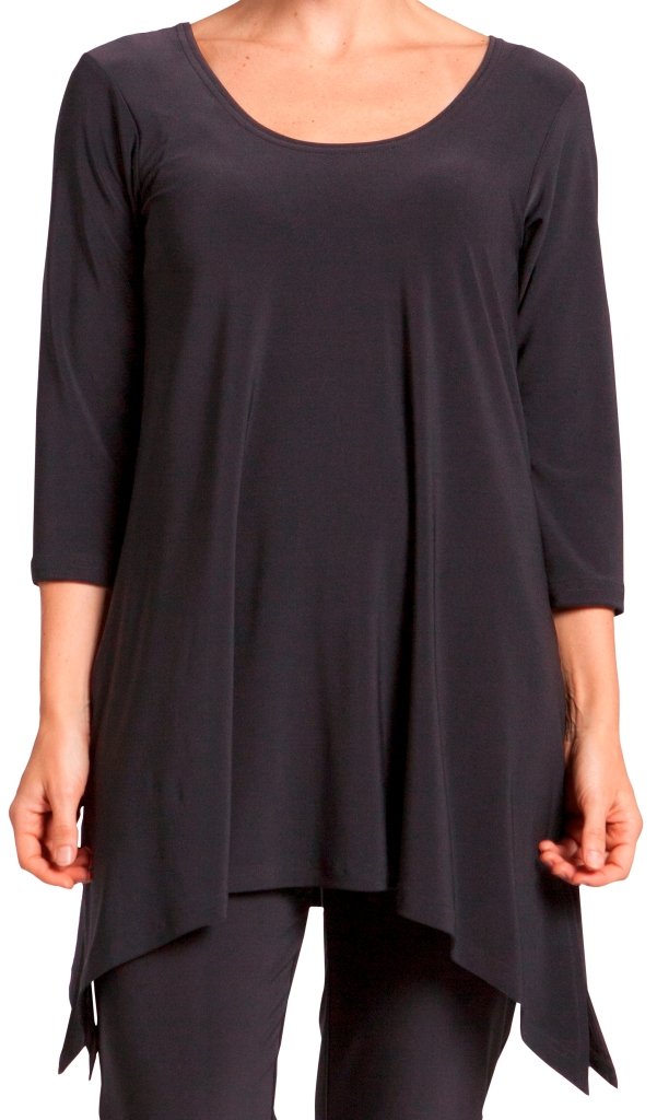 Women's Mimic Tunic Top with 3/4 Sleeves - Flowy Casual Blouse for Work, Date Night & Everyday Wear