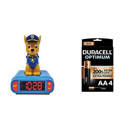 Lexibook Paw Patrol Kids Night Light with Sound Effects, Alarm Clock & Snooze Function - Chase & Marshall Design in Blue (RL800PA) | Includes Duracell AA Batteries | Perfect for Bedrooms, Nurseries & Kids' Rooms