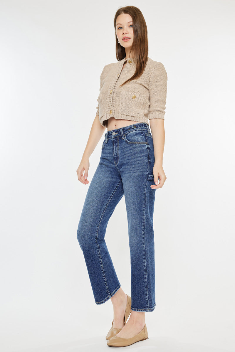 Ashley High Rise True Straight Jeans for Women - Classic Stretch Denim Pants, Comfortable & Flattering Fit - Perfect for Casual Wear, Office, and Everyday Outfits