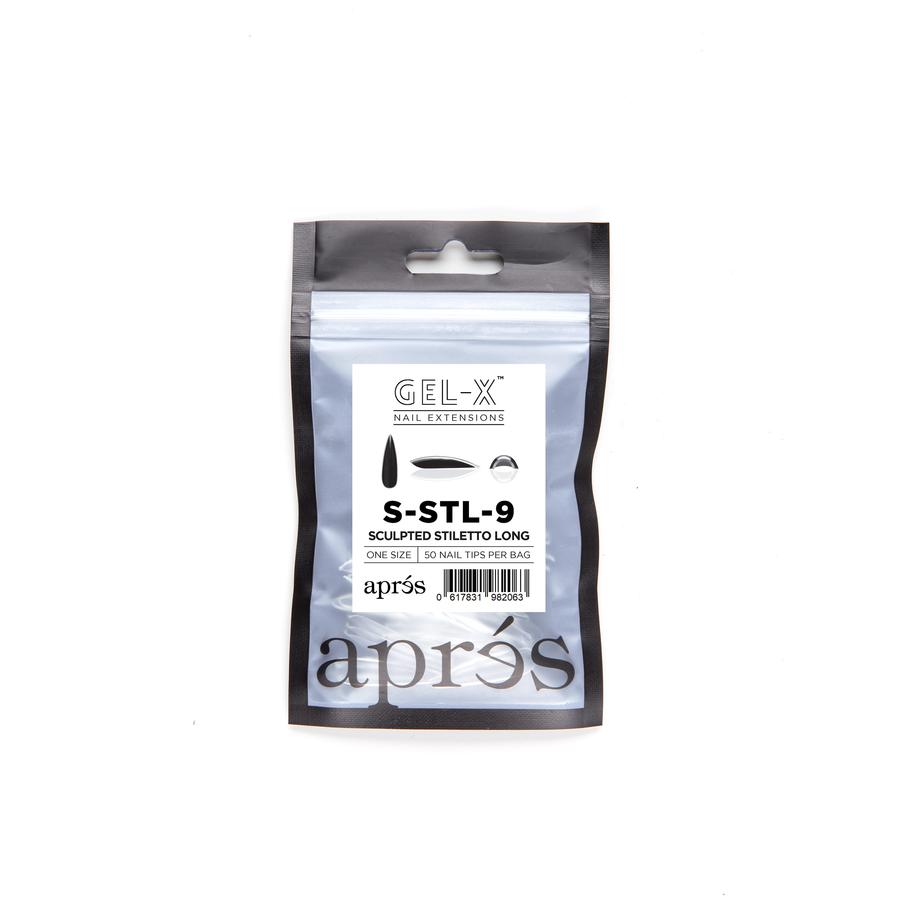 Apres Gel X Sculpted Stiletto Long Refill Tips - Size #00 & #9 - Professional Nail Extension Kit for Salon & Home Manicure - Perfect for Special Occasions & Everyday Wear