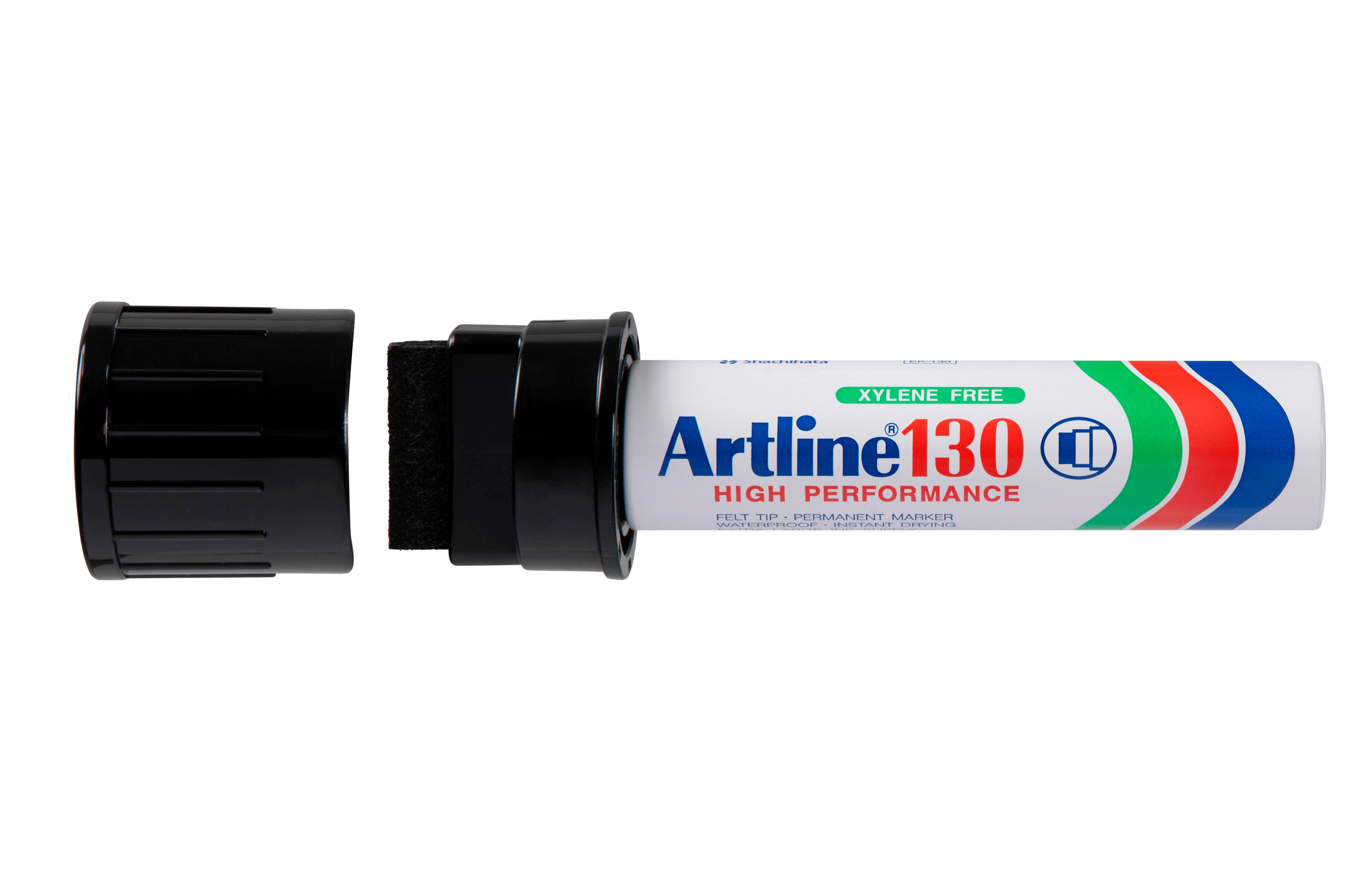 Artline 130 Permanent Marker - 30mm Wedge Nib, Black Ink, Pack of 6 - Ideal for Office, School & Industrial Labeling