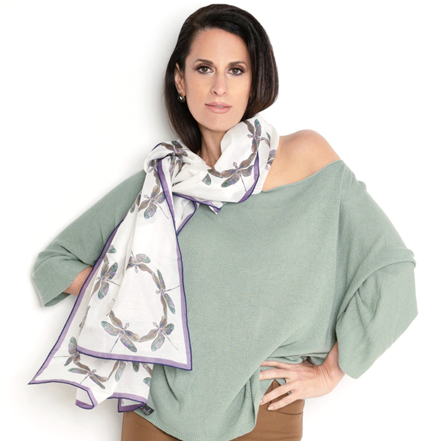 Optimism Long Silk Cotton Scarf - Elegant Fashion Accessory for Women, Perfect for Office, Party & Travel | Soft & Breathable Wrap Shawl