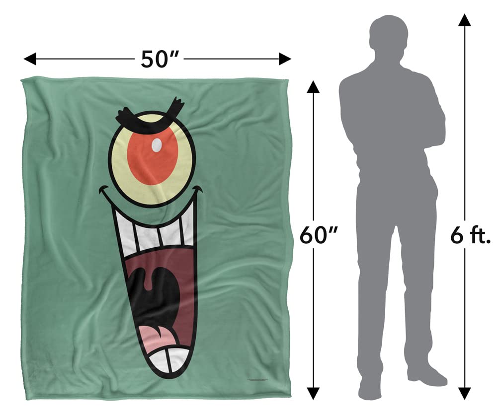 Spongebob Plankton Face Throw Blanket 50x60 Inches - Super Soft Silky Touch Fleece Blanket for Kids, Adults - Perfect for Bed, Sofa, Movie Nights & Gifts