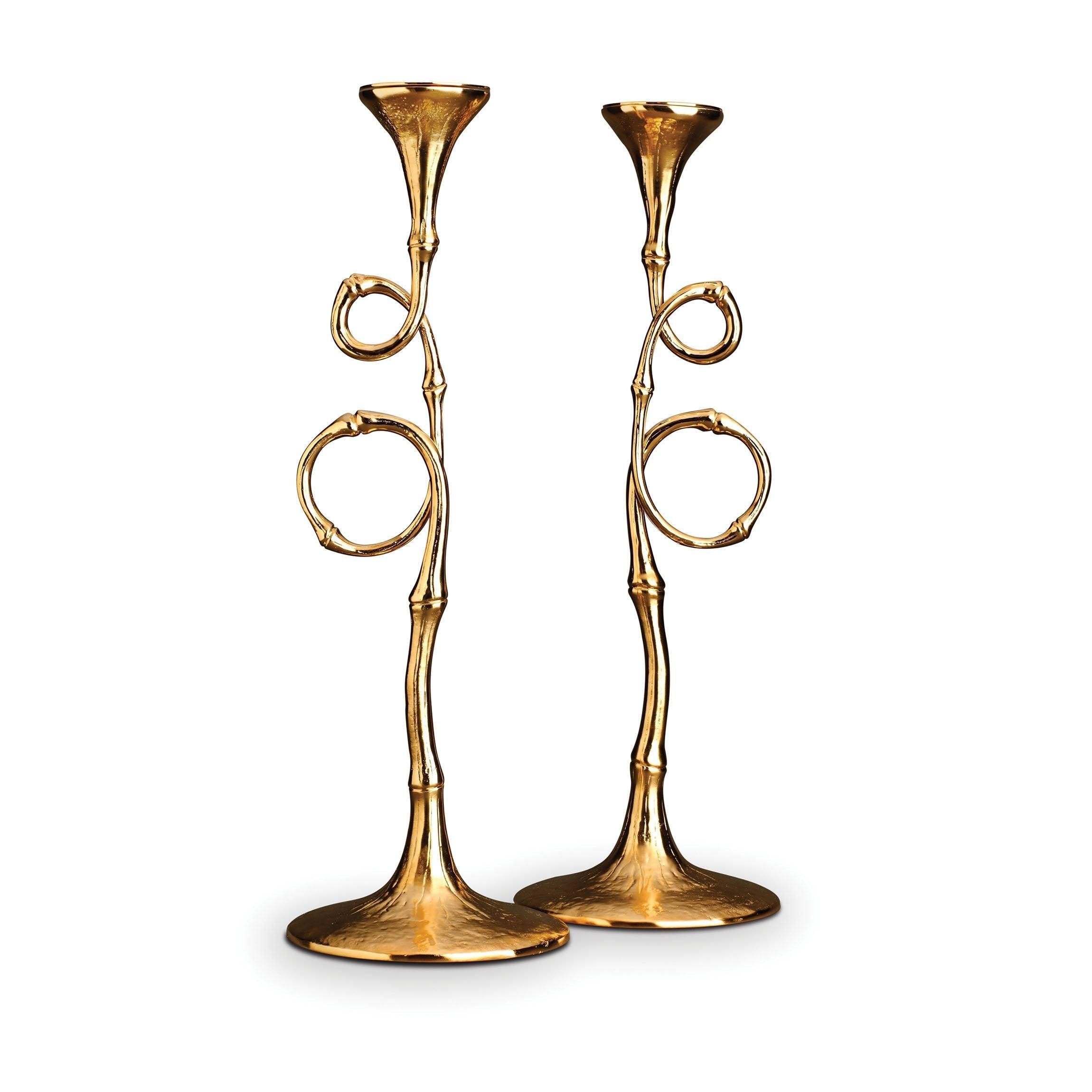 Evoca Elegant Candlesticks Set of 2 - Vintage Style Metal Candle Holders for Dining Table, Wedding Centerpiece, Home Decor & Romantic Ambiance