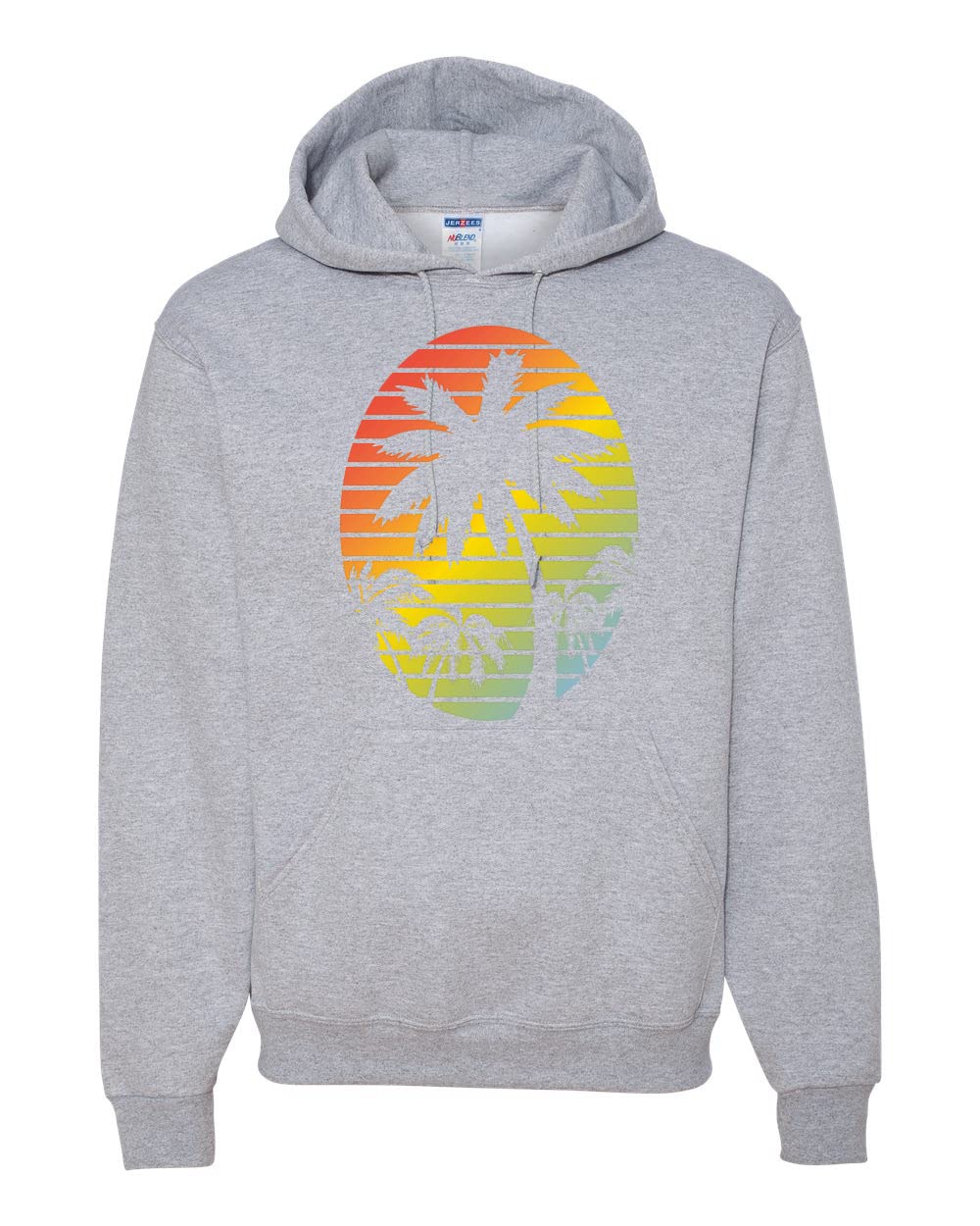 Wild Bobby Tropical Palm Trees Silhouette Sunset Graphic Hoodie - Unisex Pullover Sweatshirt with Pop Culture Design - Perfect for Beach Outings, Music Festivals & Casual Streetwear