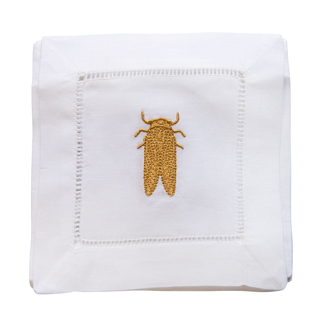 Premium Goldbug Collection Linen Cocktail Napkins - Set of 4 Elegant Dinner Napkins for Parties, Weddings & Home Decor - Soft Absorbent Fabric for Drinks & Appetizers