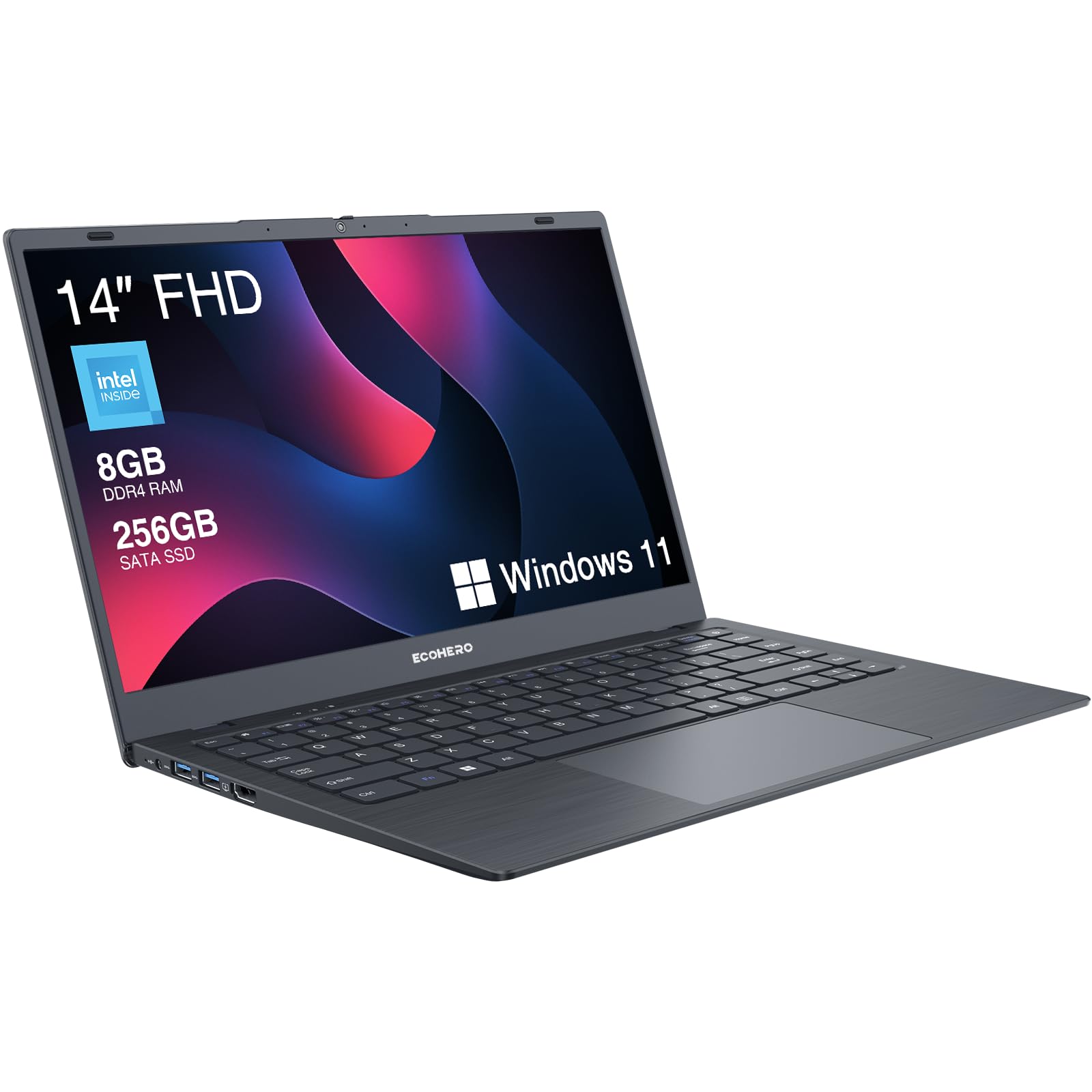 14 Inch FHD Laptop Computer - 8GB DDR4 RAM, 256GB SSD, Intel Celeron J4005 Processor, Windows 11, Thin & Light Notebook with 2.4G/5G WiFi & Bluetooth 5.1 - Perfect for Work, Study & Travel