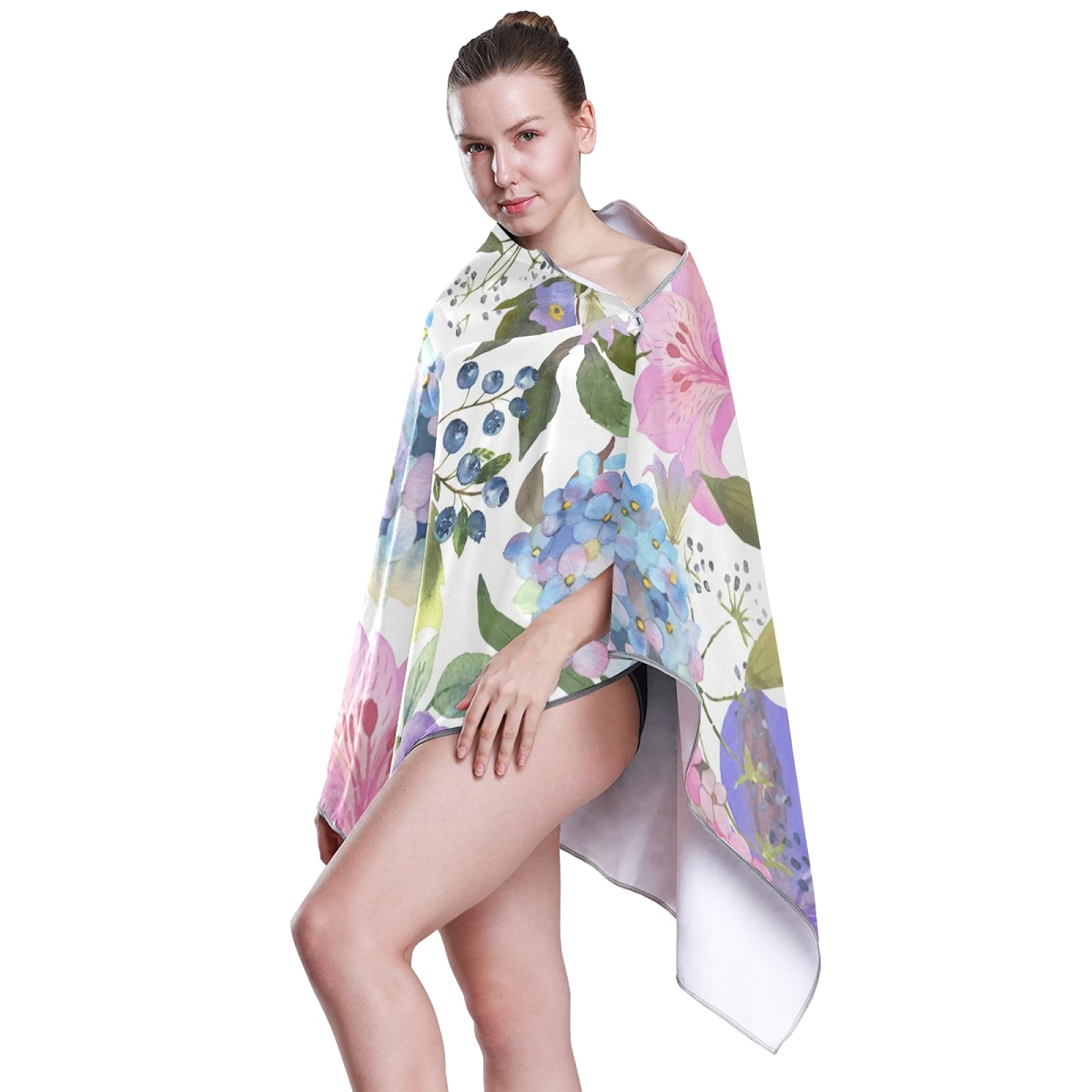 **Tarity Pink and Blue Hydrangea Beach Towel - 63