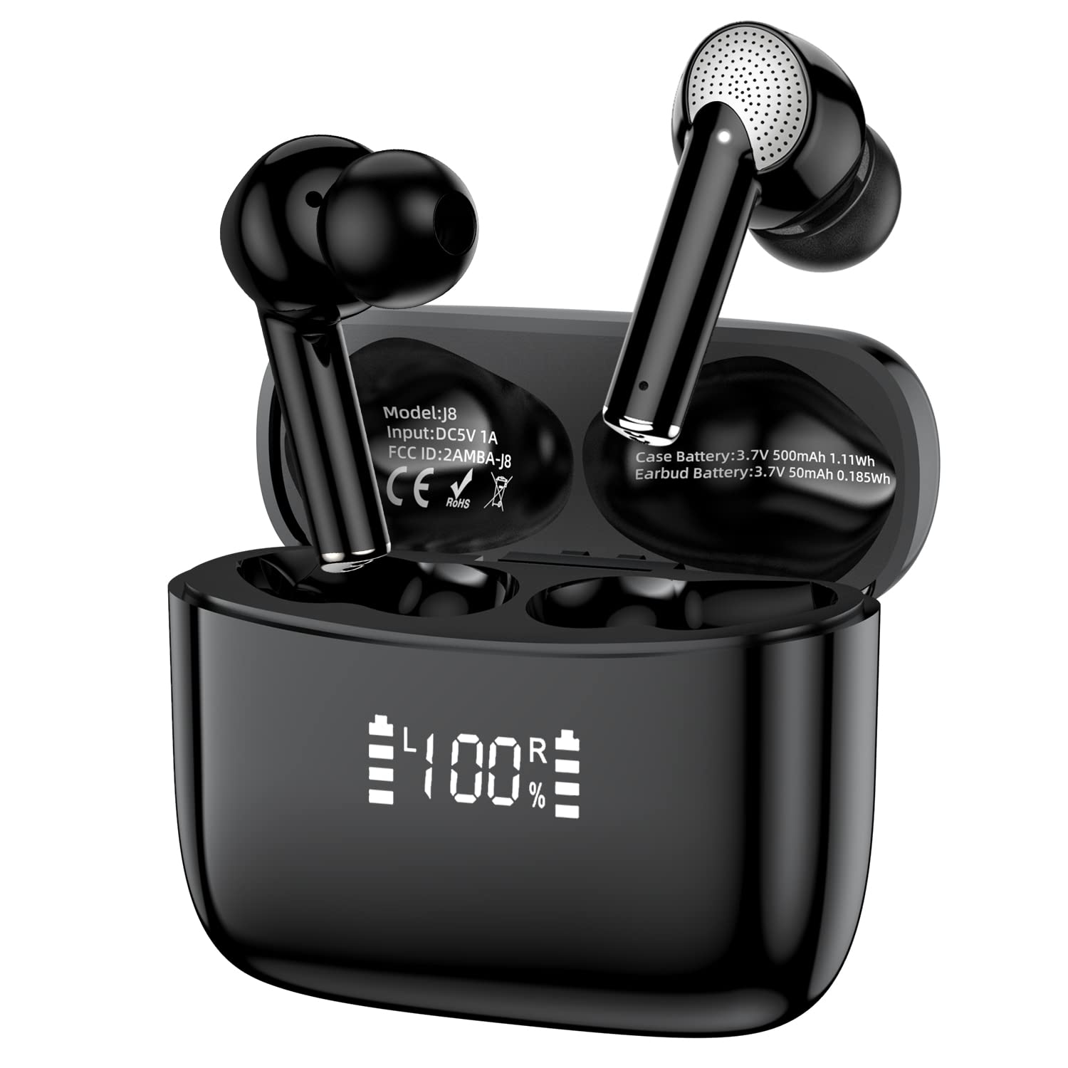 **Wireless Bluetooth 5.3 Earbuds with LED Display, IPX7 Waterproof, Touch Control & HiFi Stereo Sound - Perfect for Running, Gym, Travel & Work**