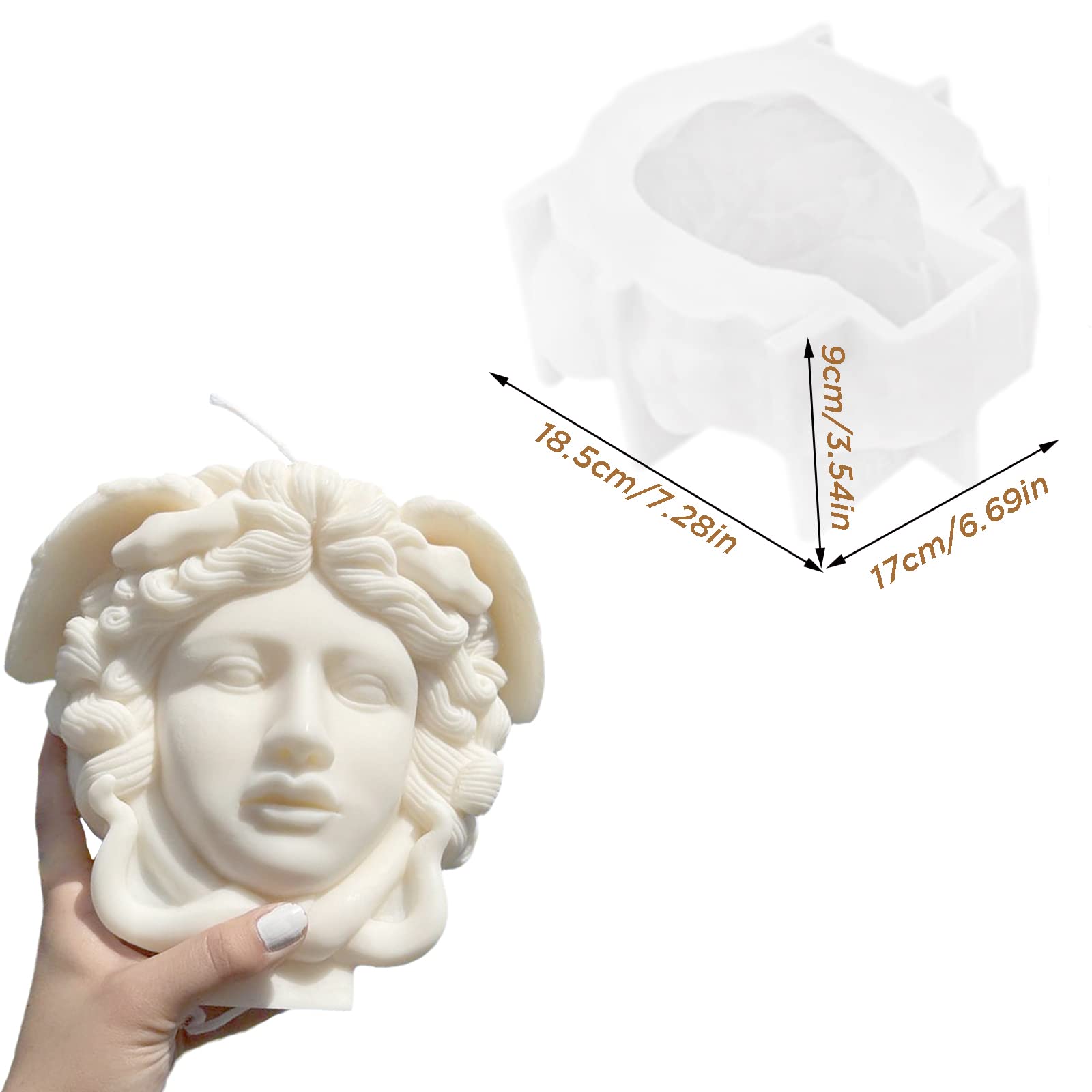 Large Medusa Snake Hair Face Silicone Molds for DIY Candle Making - Abstract Goddess Silicone Molds for Aroma Gypsum, Home Decor & Art Crafts - Perfect for Halloween Decorations, Greek Mythology Themed Parties & Handmade Gift Making