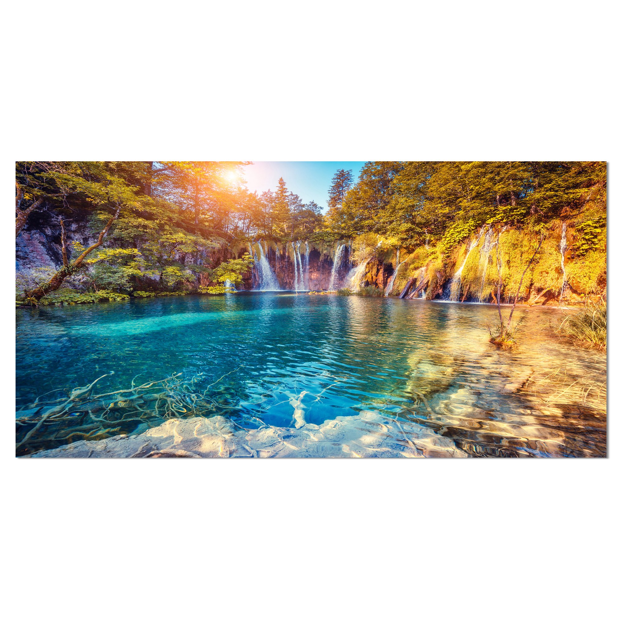 Turquoise Water & Sunny Beams Landscape Photography Canvas Print - Beach Wall Art for Living Room, Bedroom & Office Decor