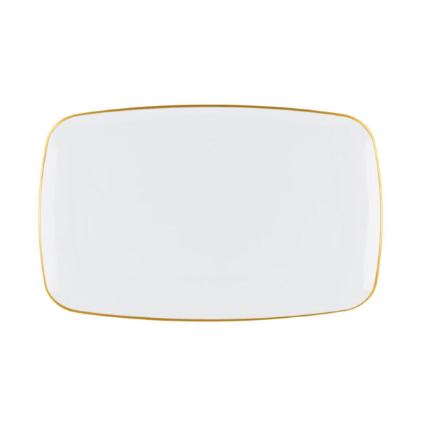 Organic White and Gold Rectangle Serving Dish - Elegant Appetizer Platter for Cheese, Charcuterie & Desserts - Perfect for Parties, Weddings & Holiday Entertaining