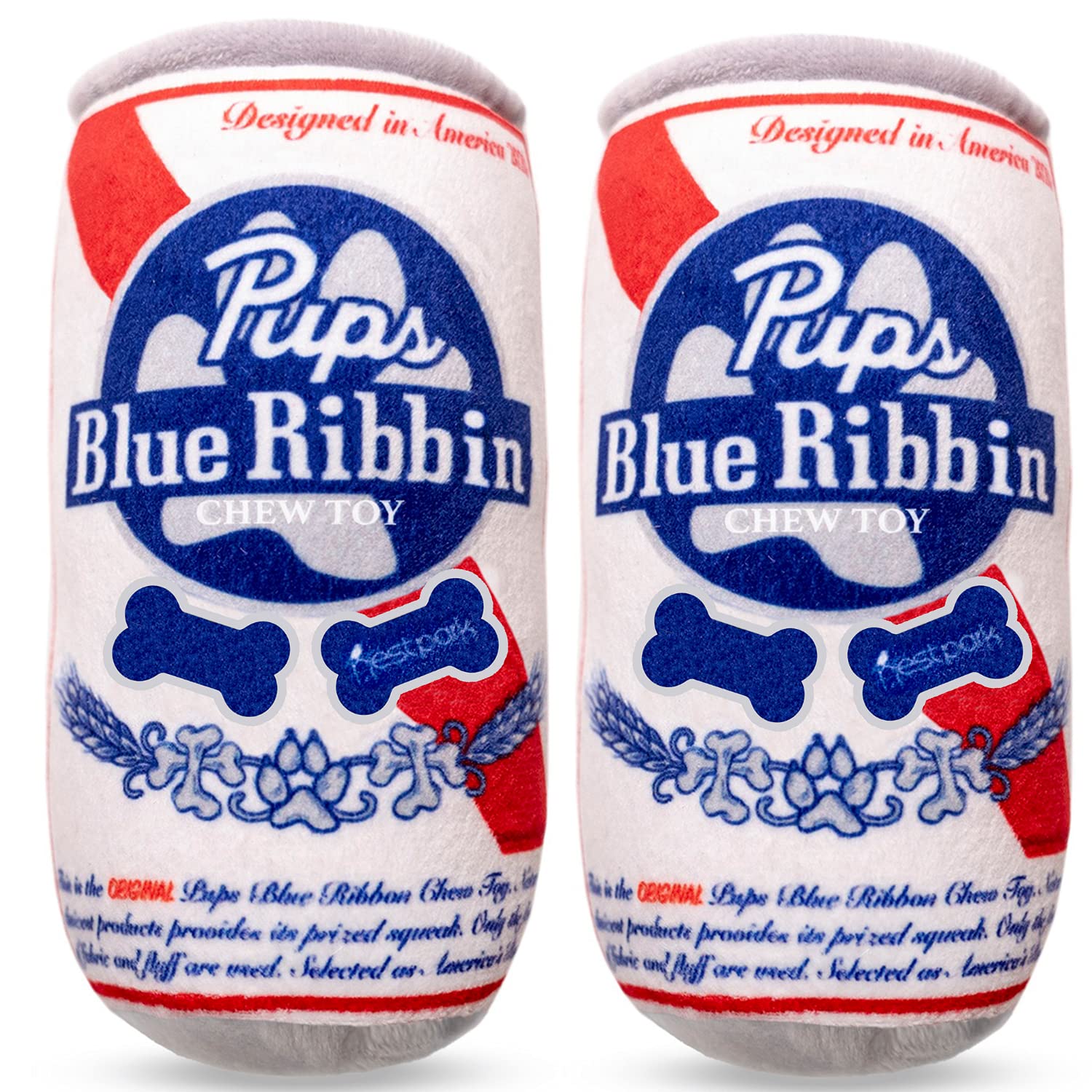 Pup Light & Pups Blue Ribbon - Funny Plush Squeaky Dog Toys for All Sizes - Cute Birthday Gifts for Dogs - Cool Stuffed Parody Dog Toys (2 Pack) - Perfect for Playtime, Training, and Relaxation