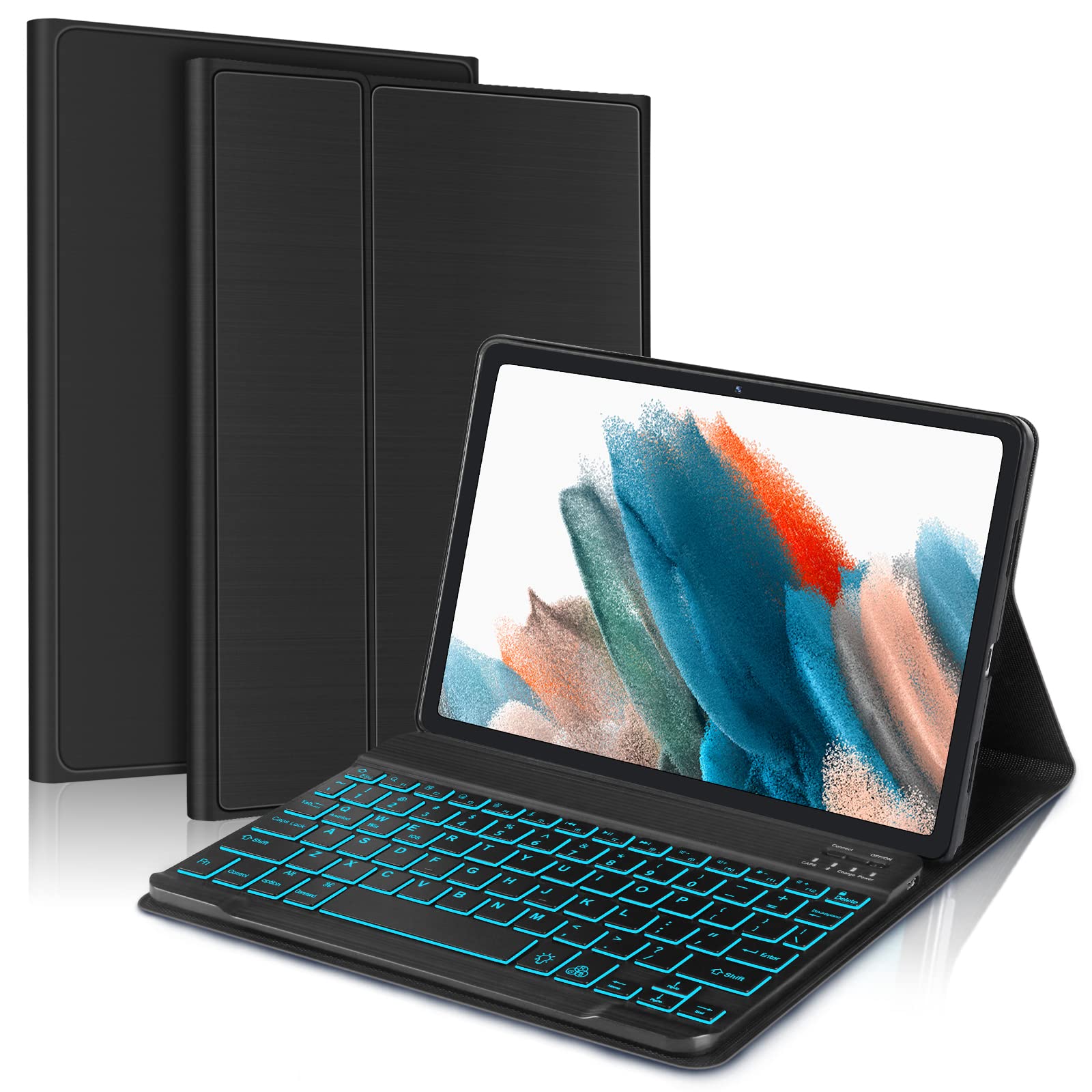 FOGARI 7-Color Backlit Detachable Bluetooth Keyboard Case for Samsung Galaxy Tab A8 10.5