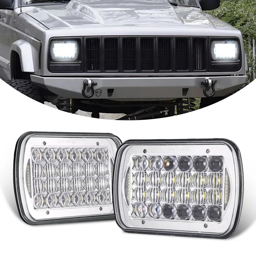 5x7 72W LED Headlight Replacement for Sealed Beam with DRL - High Brightness, Energy Efficient, Easy Installation | Perfect for Trucks, Jeeps, SUVs & Off-Road Vehicles | Pair
