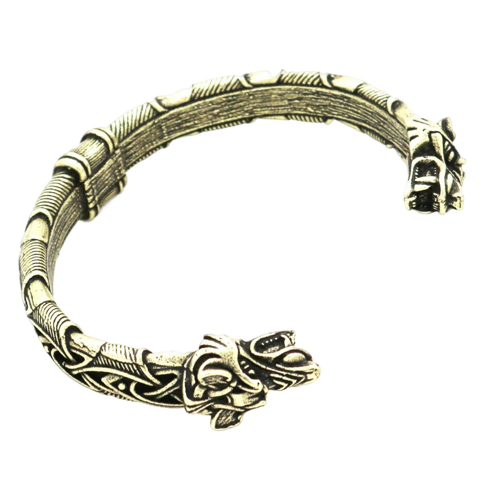 Viking Bracelet for Men - Adjustable Nordic Cuff Bangle in Antique Bronze | MagiDeal Norse Jewelry | Perfect for Viking Cosplay, Medieval Reenactments & Everyday Wear