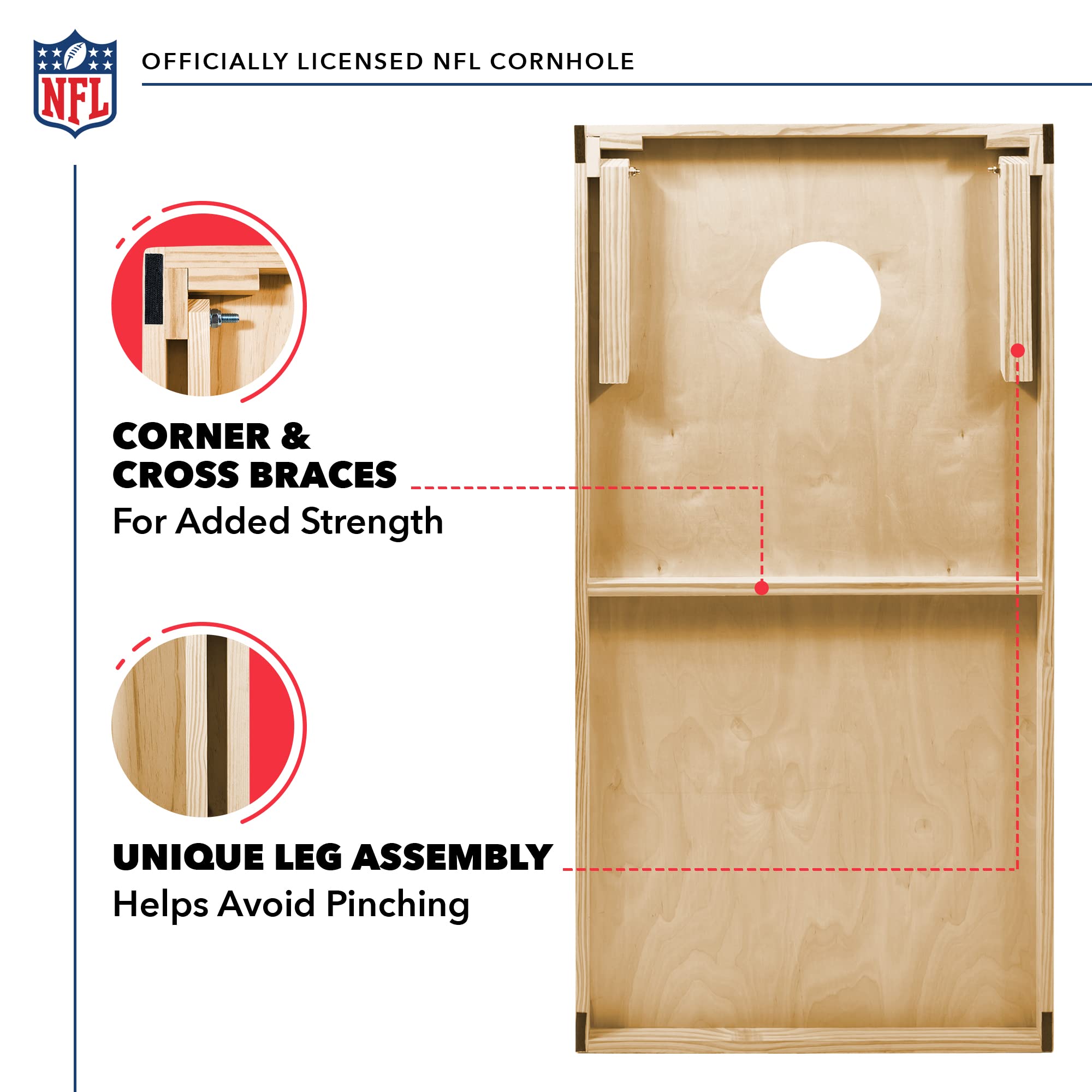 Buffalo Bills NFL Cornhole Set - 2' x 3' Solid Wood Bean Bag Toss Game with HD Team Graphics | Perfect for Tailgating, Backyard Parties & Football Gifts | Outdoor Family Game for Adults & Kids