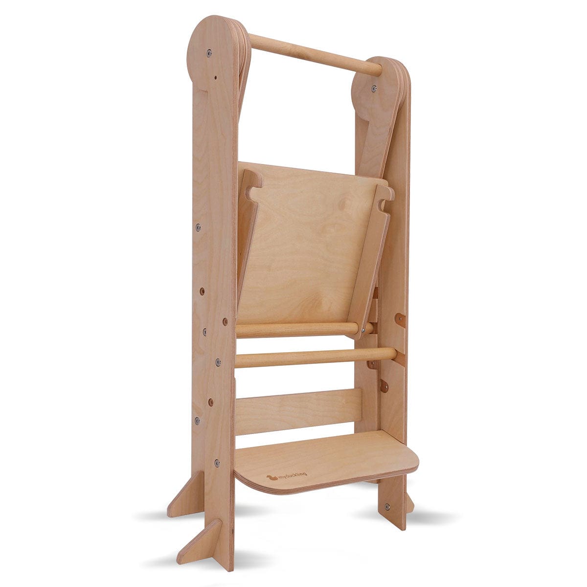 MILA Deluxe Folding Adjustable Learning Tower for Toddlers - Safe Kitchen Step Stool Helper for Kids Cooking, Baking & Learning - Montessori Style Wooden Step-Up Stool for Home & Classroom Use