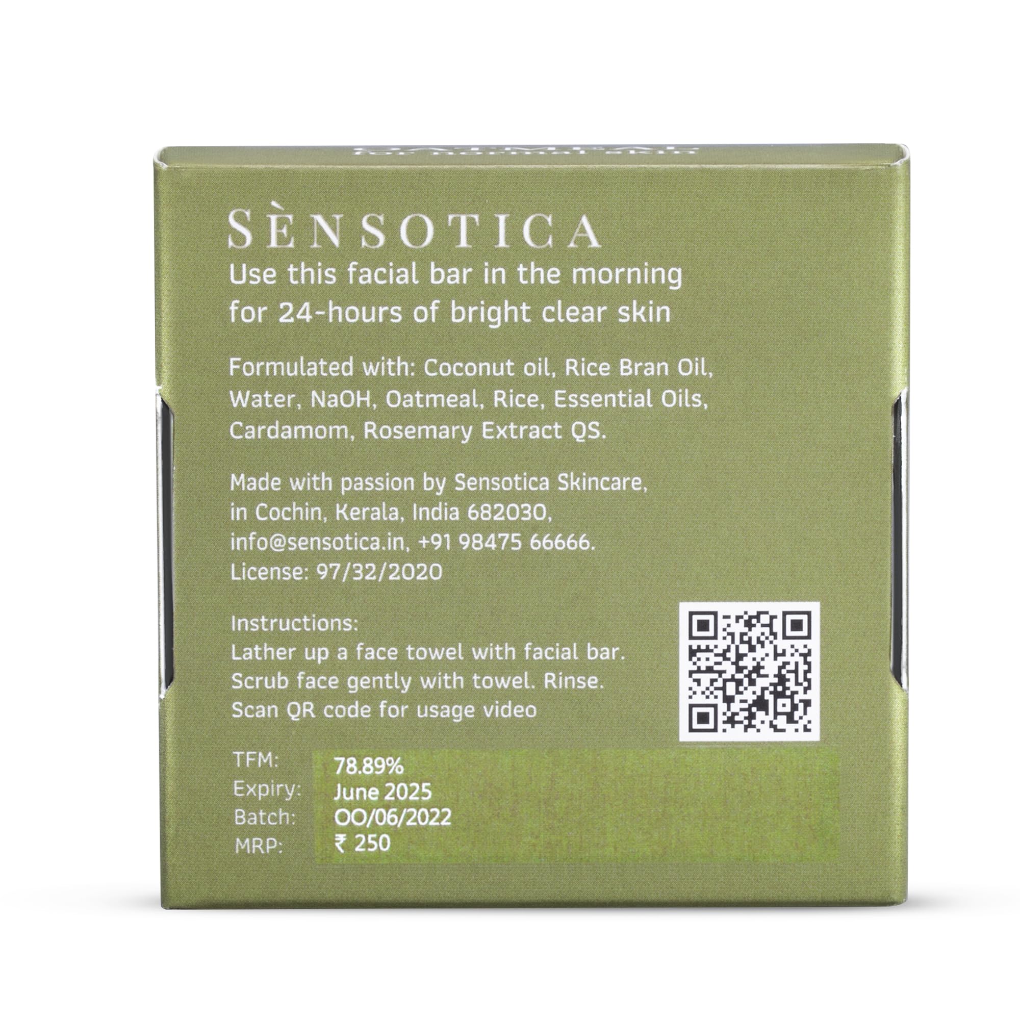 Sensotica Oatmeal & Citrus Exfoliating Soap Bar - Natural Handmade Facial Cleanser with Essential Oils for Sensitive Skin - Gentle Exfoliation & Deep Cleansing - Acne & Pimple Treatment - Perfect for Daily Skincare Routine & Spa Relaxation