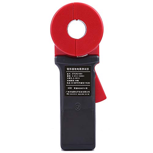 ETCR2100+ Digital Ground Resistance Tester - 0.01-1200Ω Earth Resistance Meter with RS232 Interface & 99 Data Sets Memory - Perfect for Electrical Safety Testing, Industrial Maintenance, and Power System Inspections