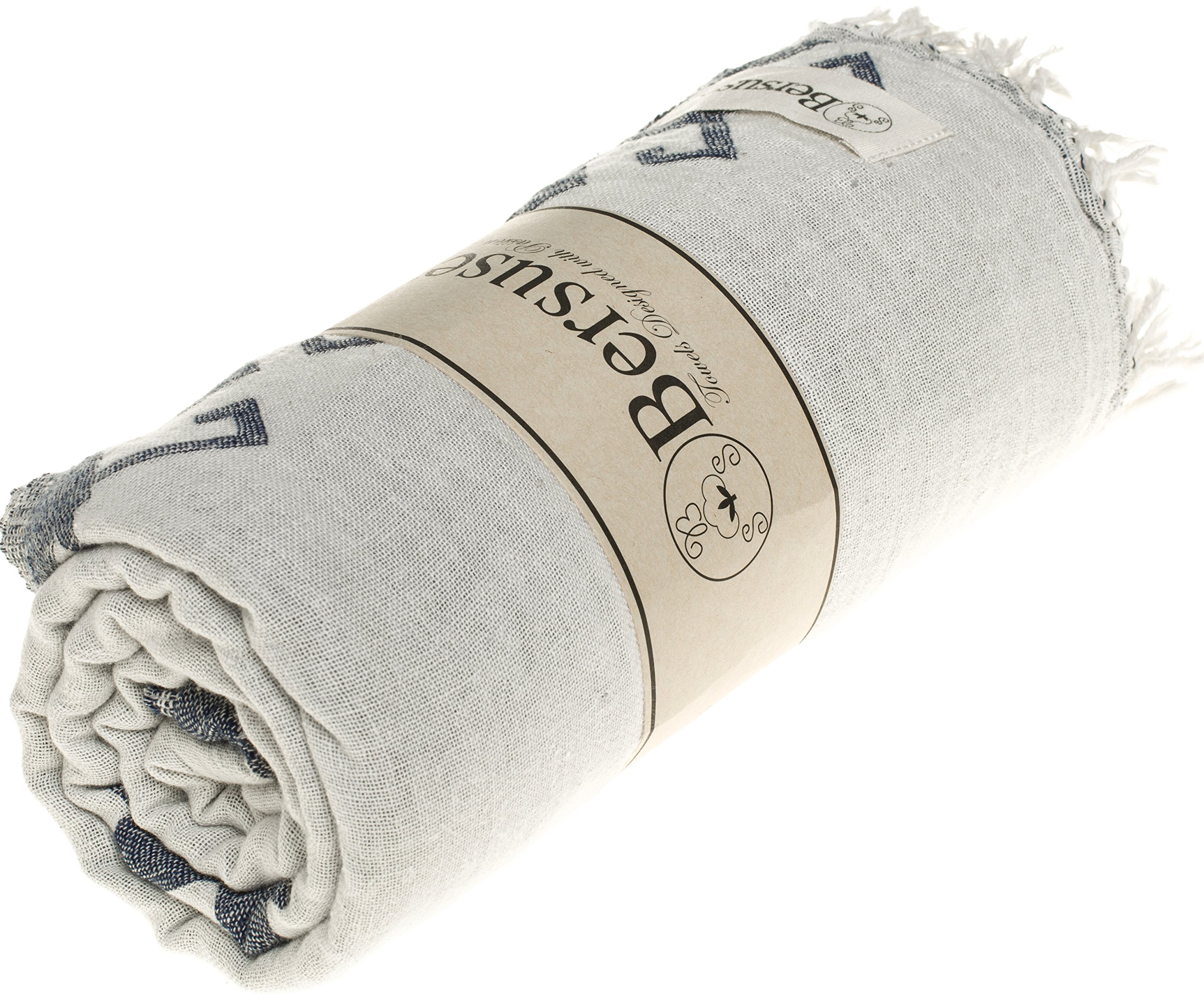 Premium 100% Cotton Oaxaca Turkish Towel - Ultra Absorbent & Quick Dry Beach Towel, Bath Towel & Peshtemal Blanket (37x70 Inches, Dark Blue, Set of 6) - Perfect for Beach, Pool, Spa, Travel & Yoga