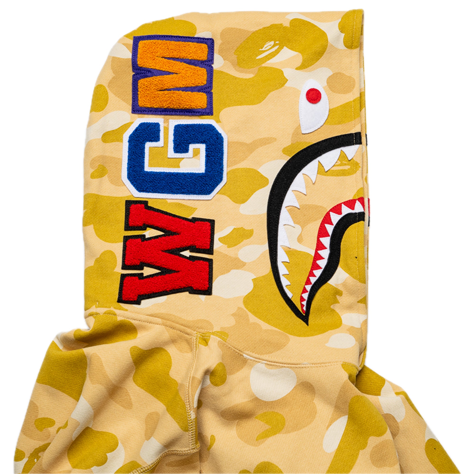 BAPE Color Camo Shark Full-Zip Hoodie Sweatshirt for Men - Yellow | Streetwear Fashion, Urban Style, Casual Wear for Daily Outfits & Hip-Hop Culture