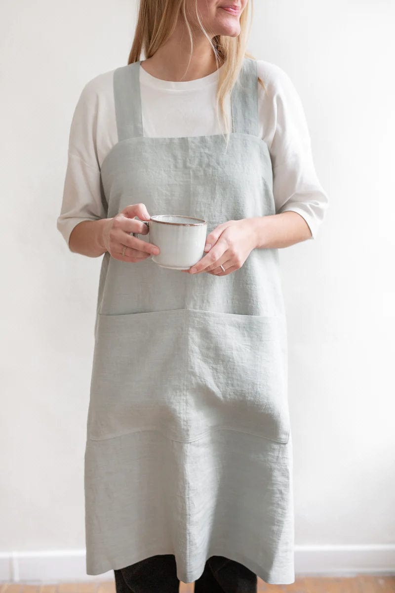 Japanese Cross Linen Apron - Premium Unisex Kitchen Apron for Cooking, Baking & BBQ - Breathable & Stylish Cross-Back Design for Home Chefs & Professional Cooks