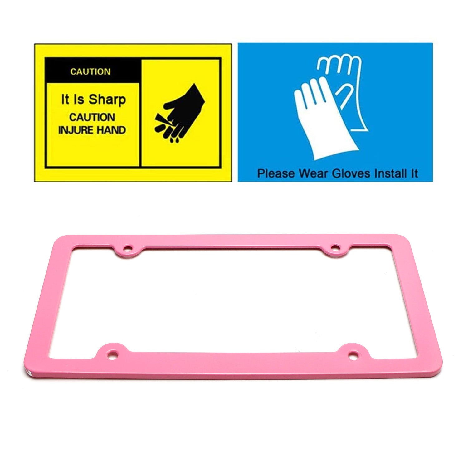 2-Pack Premium Pink Slim 2-Hole License Plate Frame with Screws, Fasteners & Caps - Durable Car Accessory for Customization & Protection (Fits All US Vehicles)