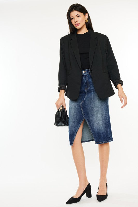 Paloma High Rise Midi Skirt for Women - Flowy A-Line Skirt with Pockets, Comfortable Stretchy Waistband - Perfect for Office, Date Night & Summer Outfits