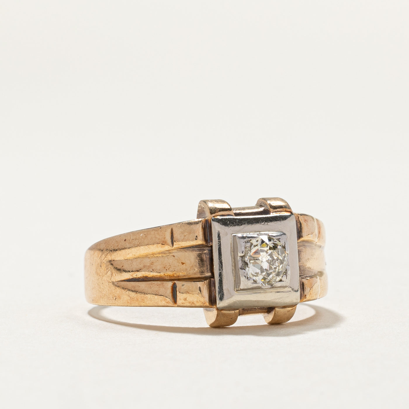 Vintage Old European Cut Diamond Ring | 0.40ct G-H Color SI Clarity | Size 10.5 | Handcrafted Textured Band | Perfect for Engagement, Wedding, Anniversary & Special Occasions