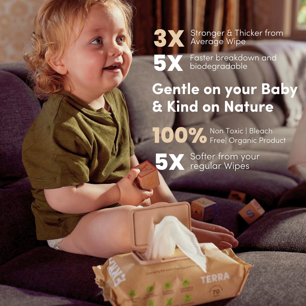 Organic Pure New Zealand Water Bamboo Baby Wipes - Hypoallergenic, Biodegradable & Chemical-Free (70 Count, Pack of 12) | Gentle for Newborn Skin, Perfect for Diaper Changes, On-the-Go Cleaning & Sensitive Skin Care