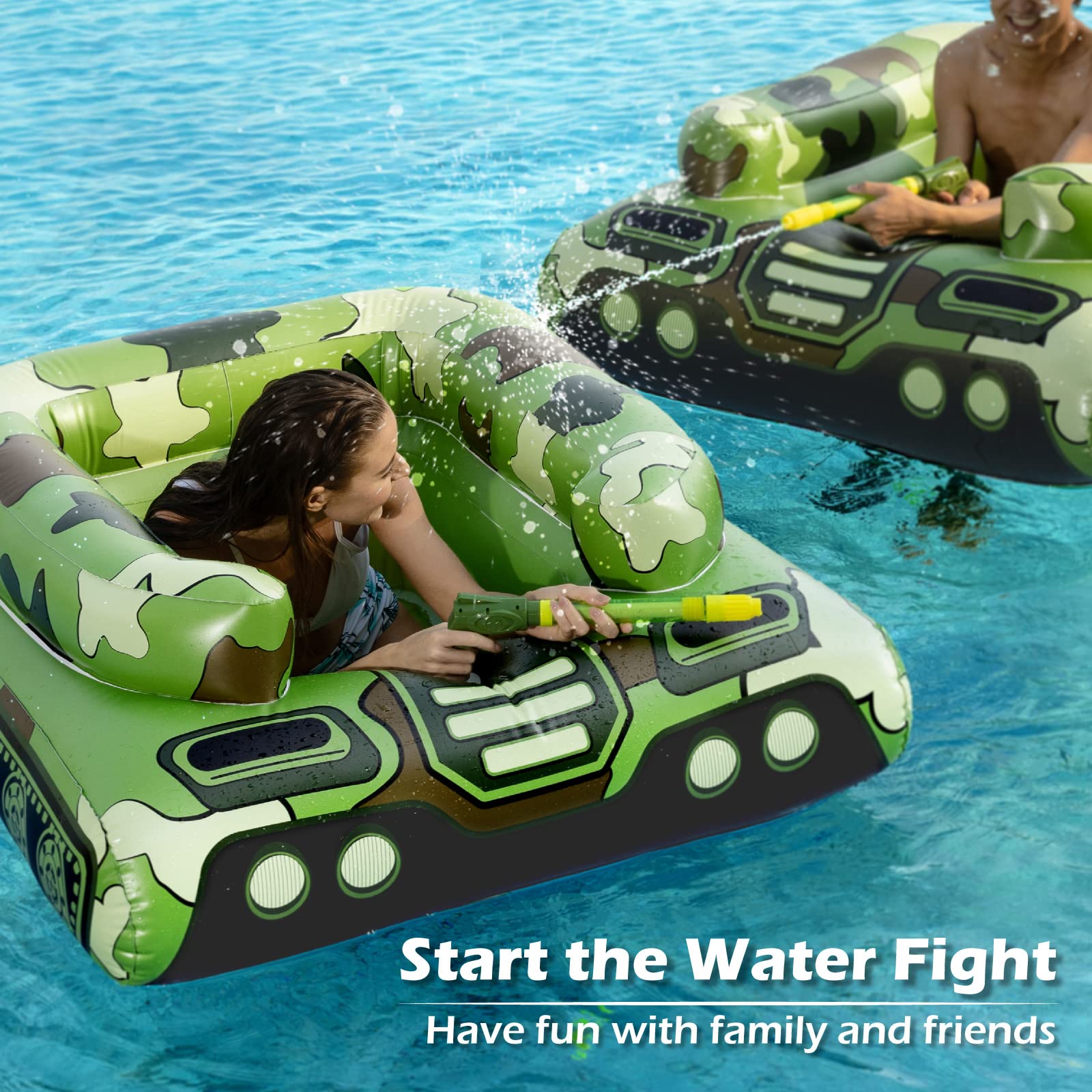 **Jasonwell Inflatable Tank Pool Float with Water Cannon - Fun Swimming & Lake Floats for Kids, Boys, Girls & Adults - Perfect for Beach Parties, Pool Toys & Summer Water Play**