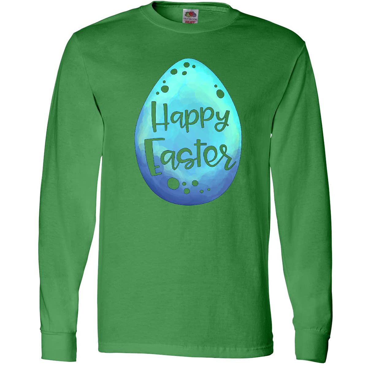 Inktastic Happy Easter Blue Easter Egg Design Adult Long Sleeve T-Shirt - Perfect for Easter Celebrations, Spring Parties & Casual Wear