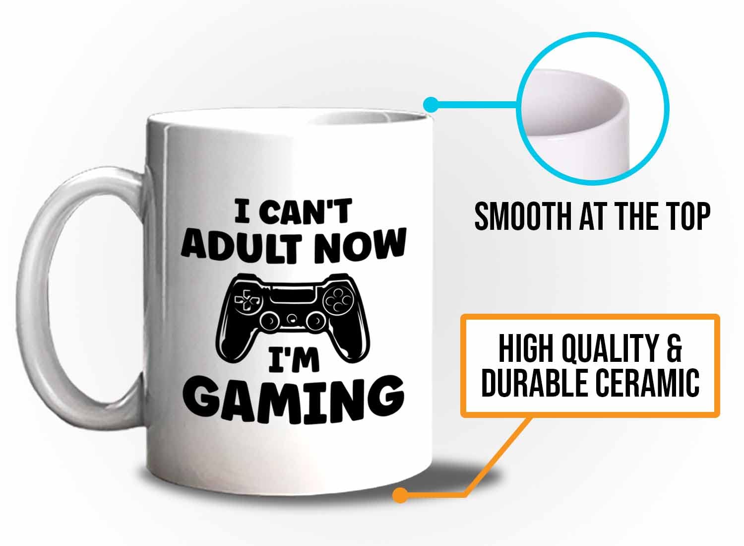 Bubble Hugs 11oz White Gaming Coffee Mug - Funny 'Now I'm Gaming' Design for Video Game Lovers - Perfect Gift for Console Gamers, Multiplayer & Shooting Game Enthusiasts - Great for Gaming Sessions, Office Use & Geek Decor