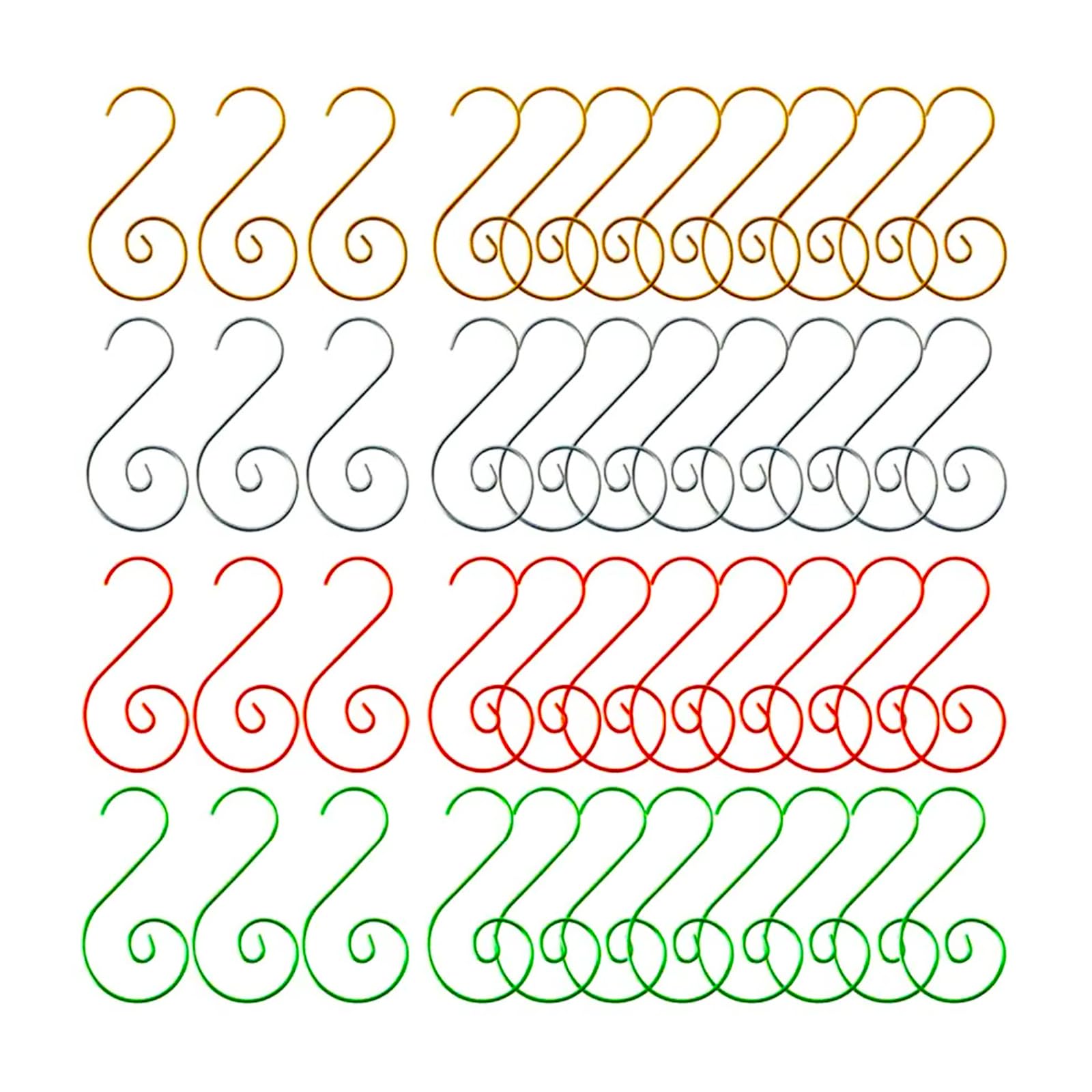 Krilira 80pcs Christmas Ornament Hooks - Gold, Silver, Green, Red S-Hooks for Hanging Decorations | Durable Metal Wire Hangers for Tree Ornaments, Wreaths & Holiday Displays