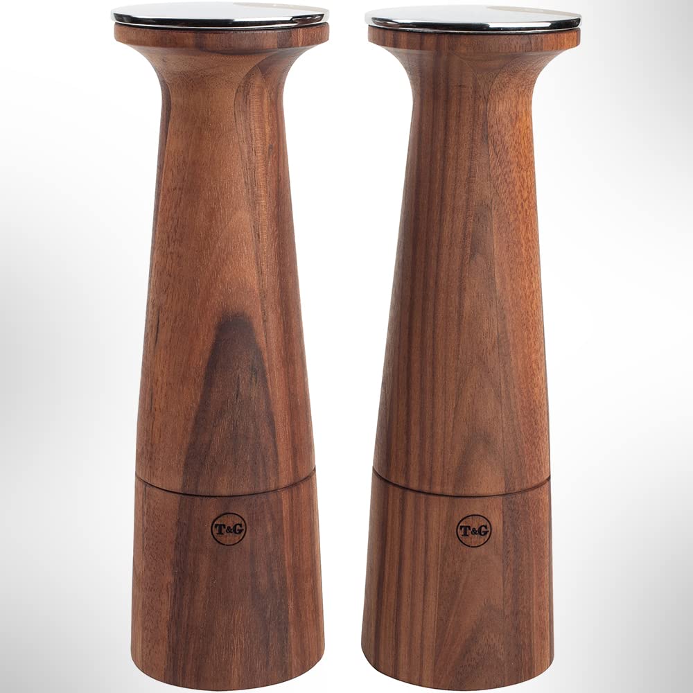 Premium Black Walnut Salt Mill - 20.5cm Adjustable Ceramic Manual Grinder for Coarse & Fine Seasoning | Stylish Gourmet Kitchen Accessory | Perfect for Fine Dining, Home Cooking & Gift Giving