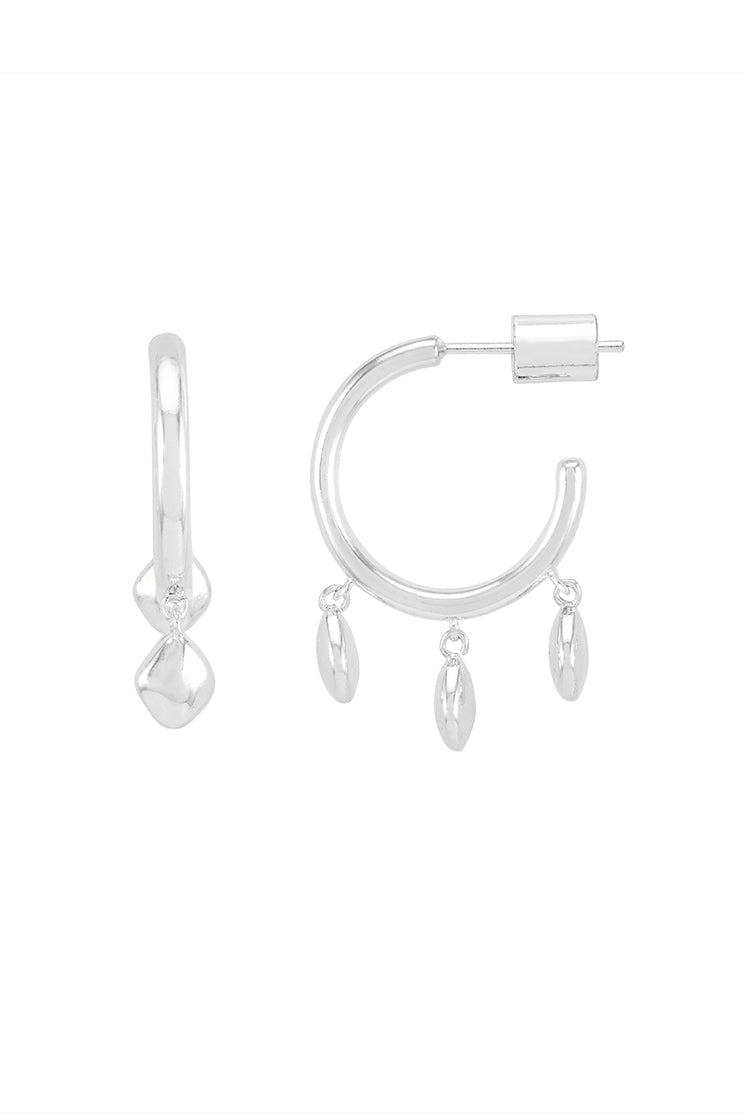 Stylish Triple Pebble Hoop Earrings for Women - Trendy Gold/Silver Dangle Drop Earrings - Perfect for Everyday Wear, Parties & Date Nights