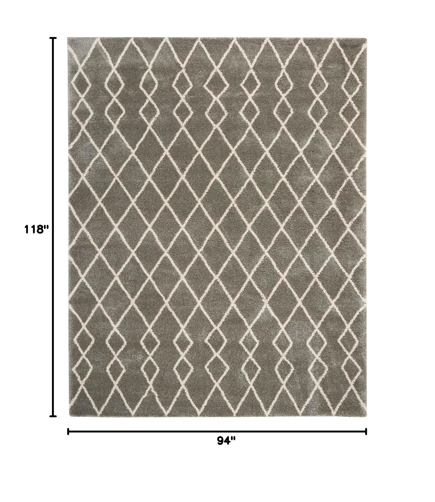 Nourison Geometric Shag Moroccan Silver 7'10